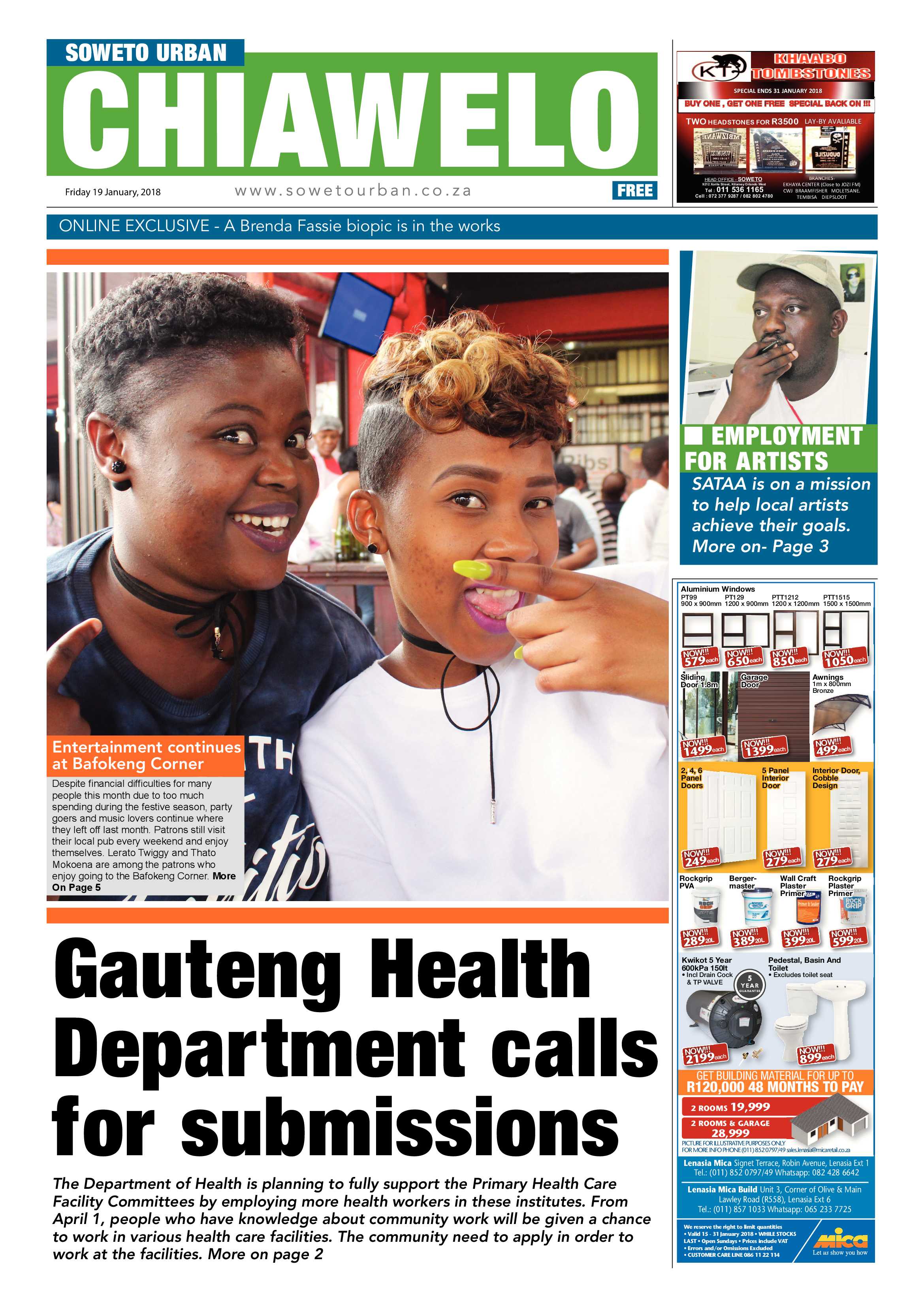 Chiawelo – Jan 19, 2018 issue page 1