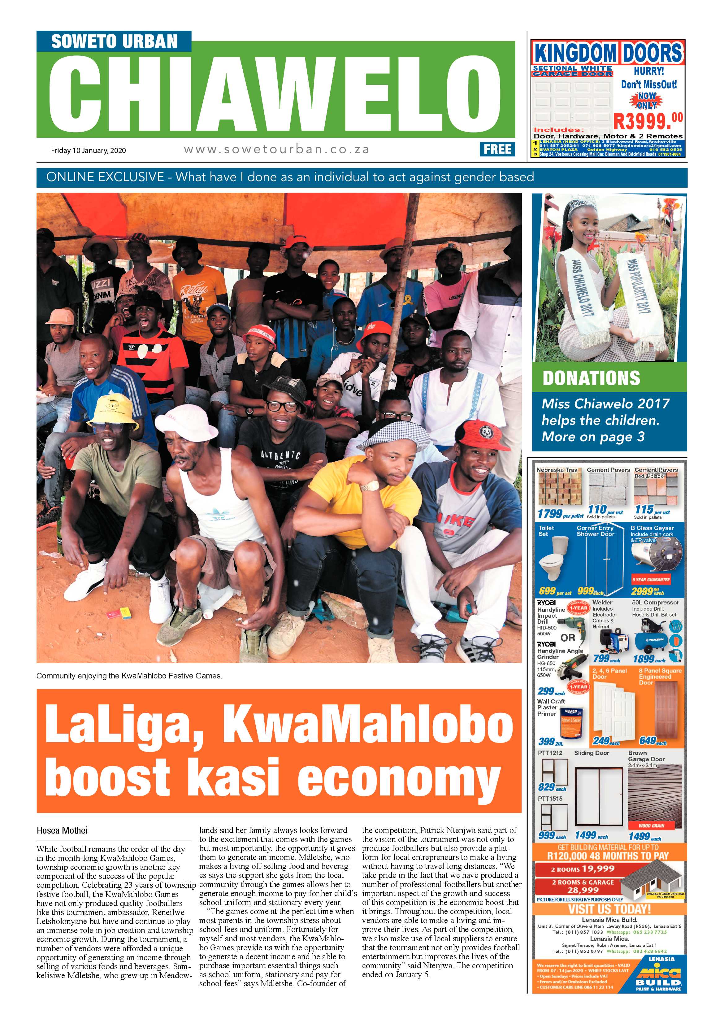 Chiawelo News – January 10, 2020 page 1