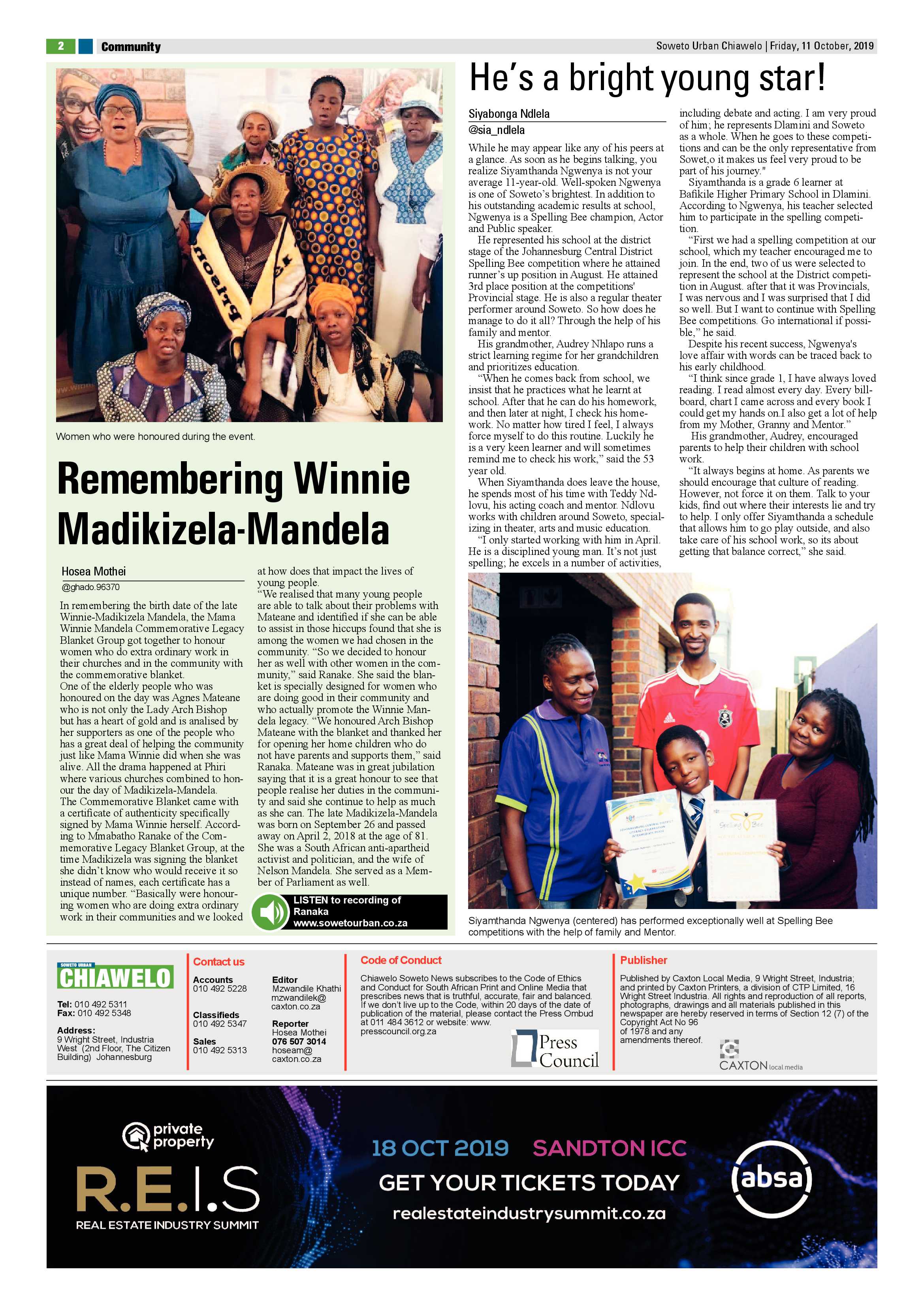 Chiawelo News – October 11, 2019 page 2