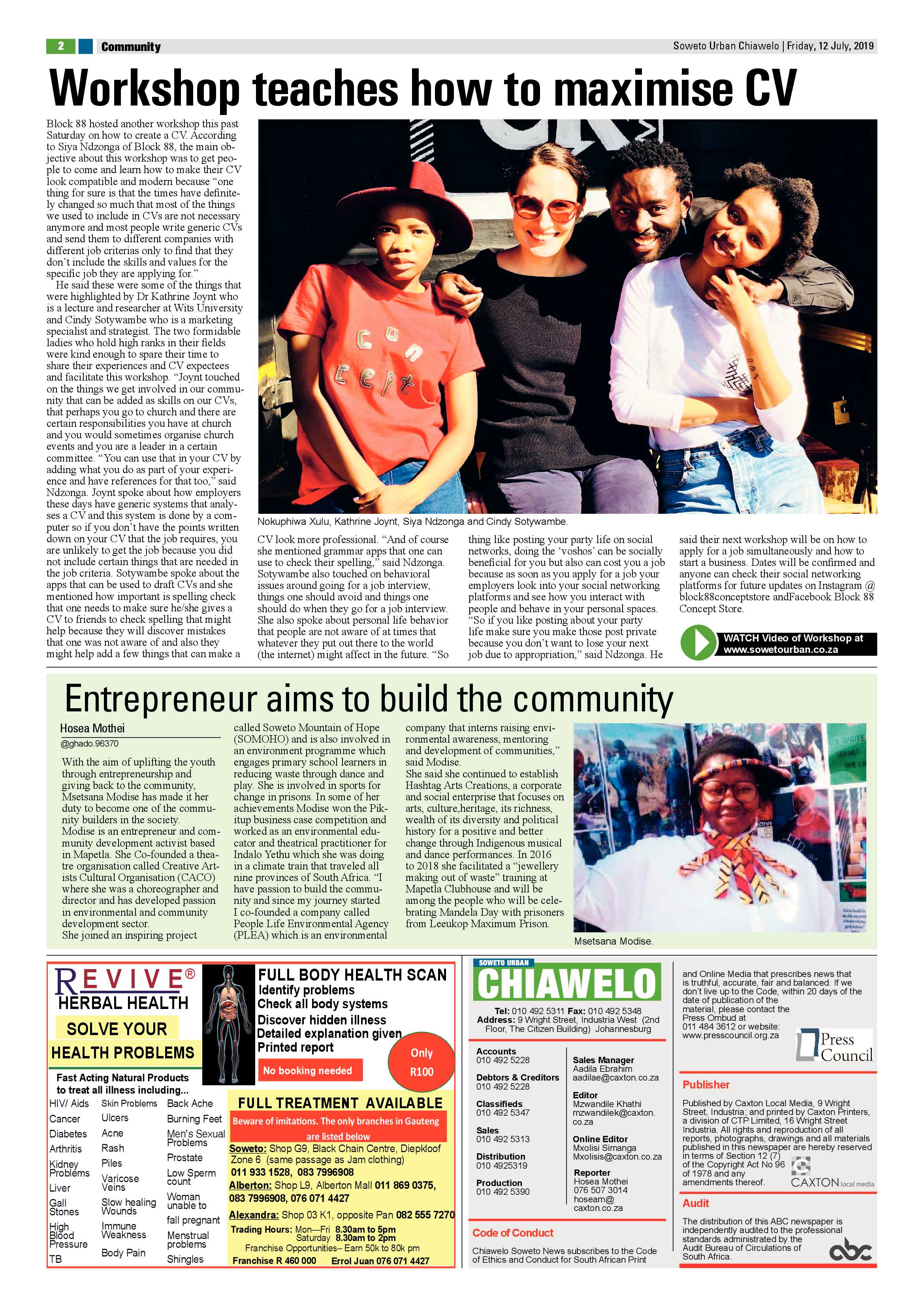 Chiawelo News – July 12, 2019 page 2