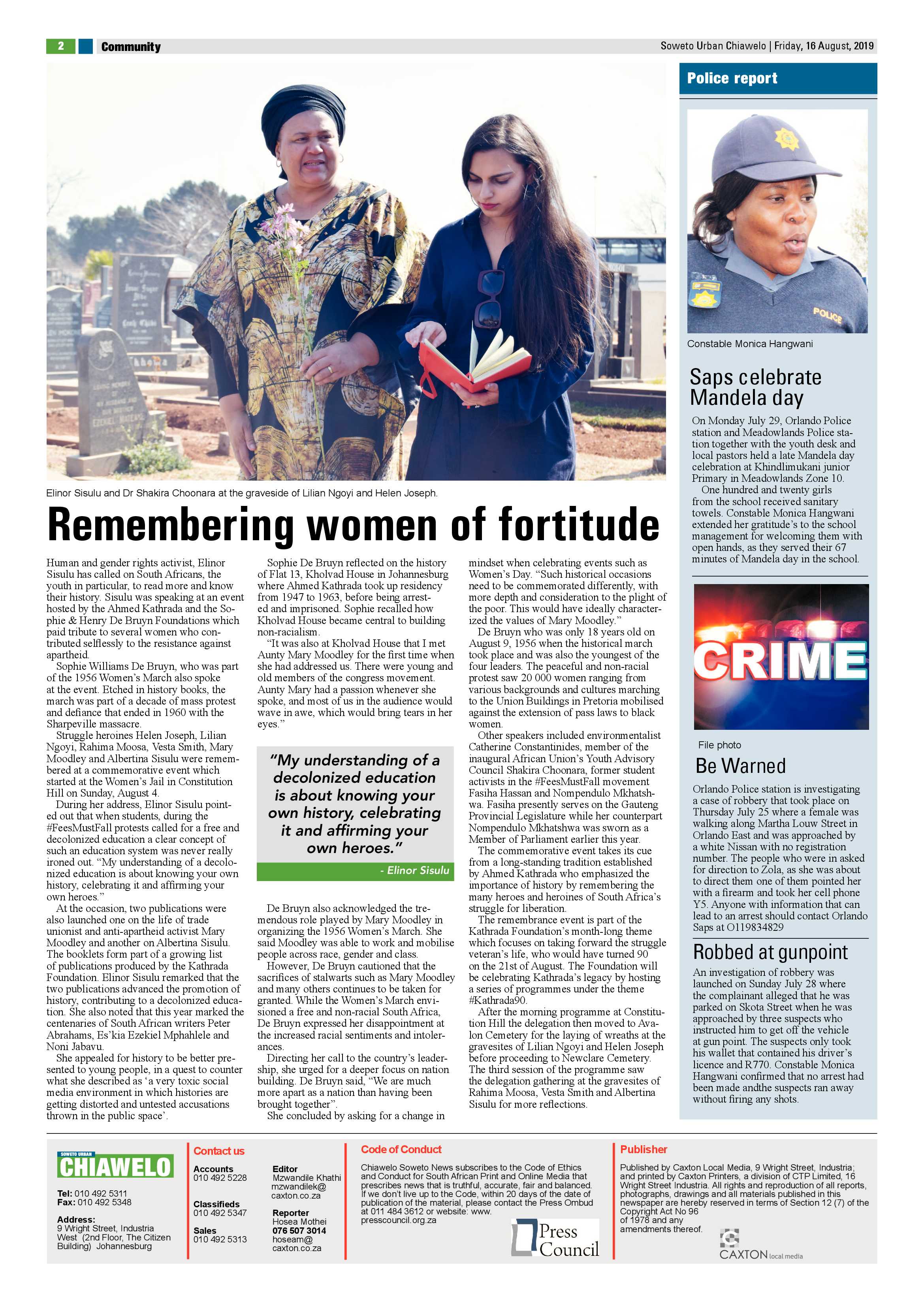 Chiawelo News – August 16, 2019 page 2