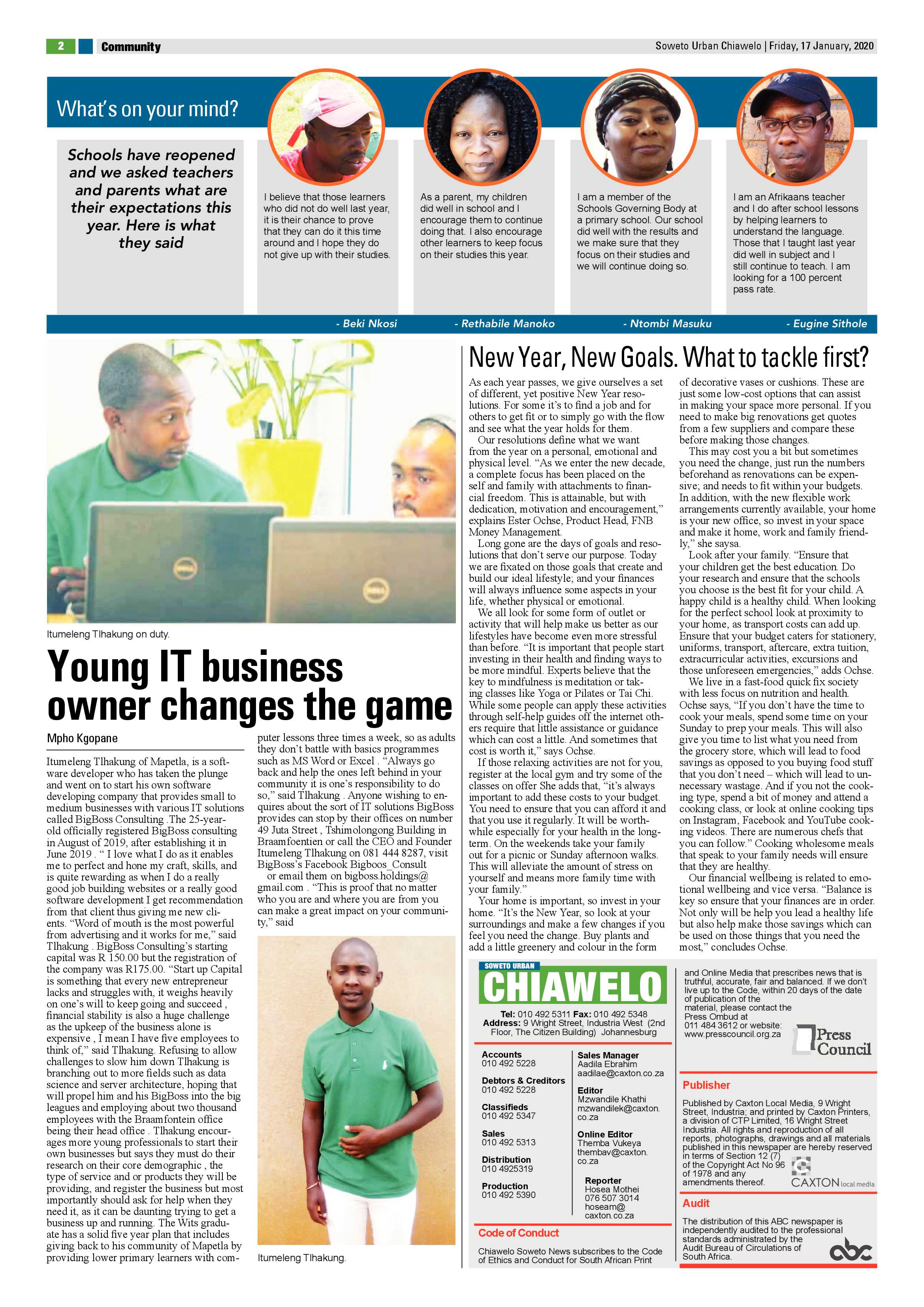 Chiawelo News – January 17, 2020 page 2