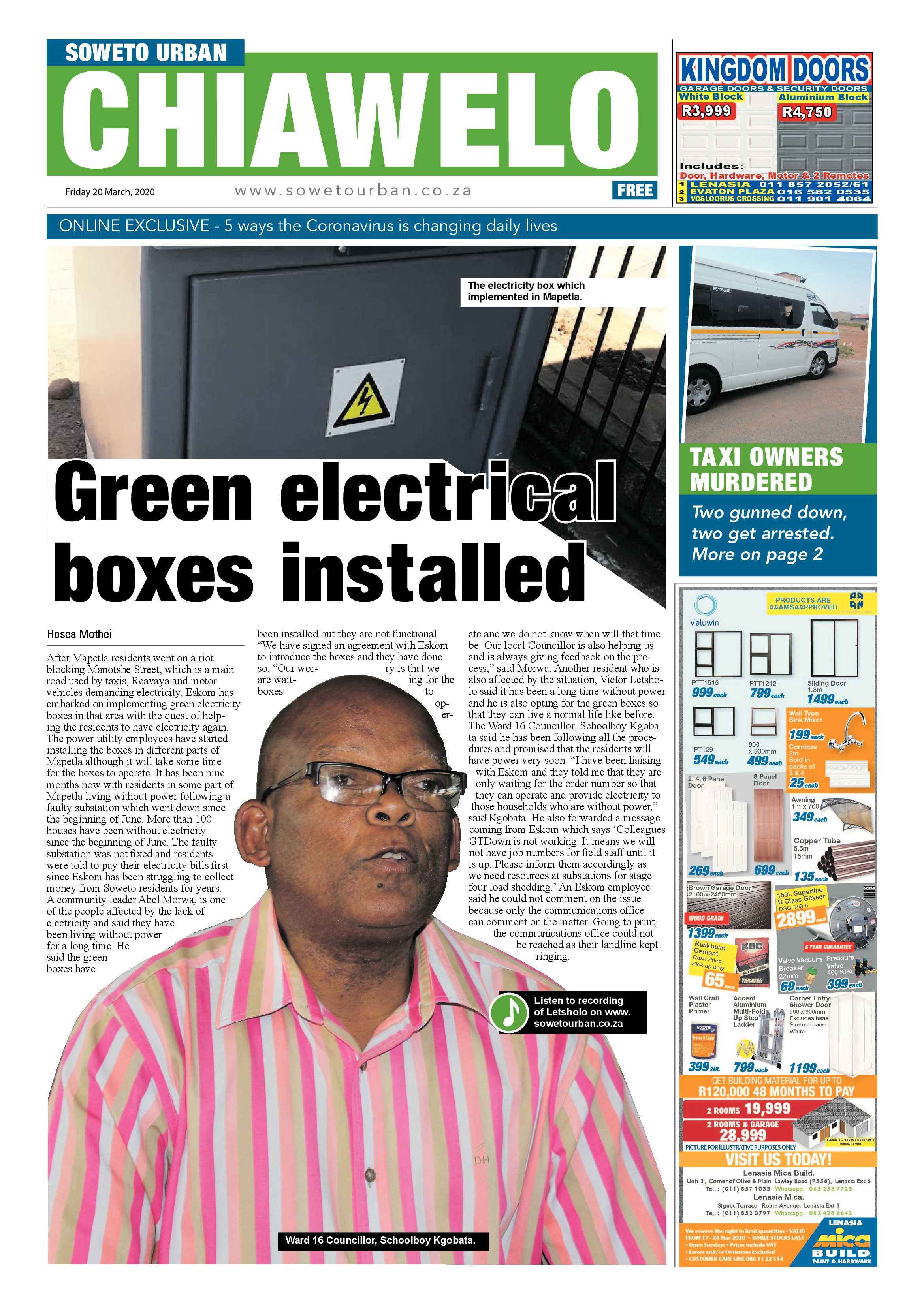 Chiawelo March 20, 2020 page 1