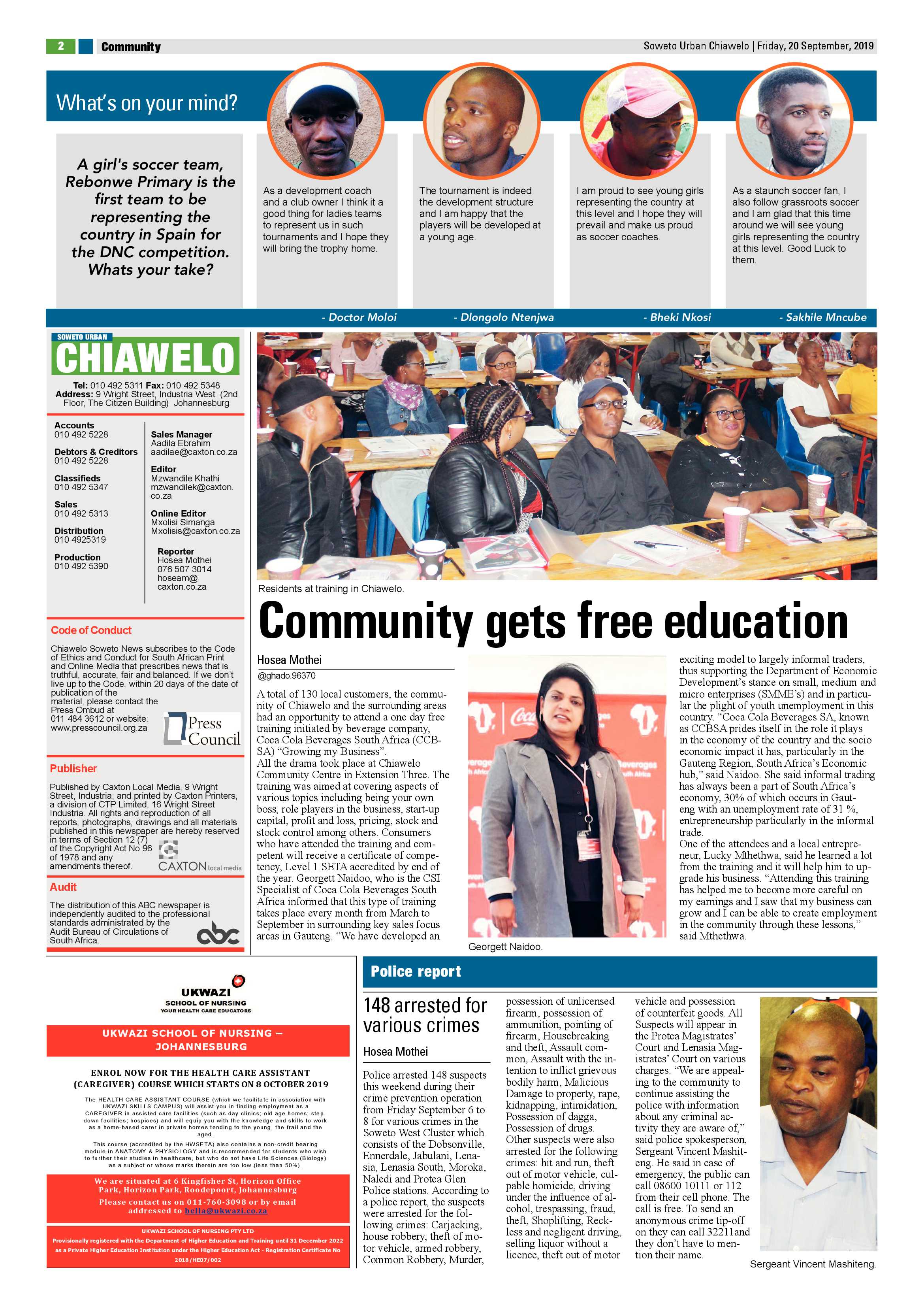 Chiawelo News – September 20, 2019 page 2