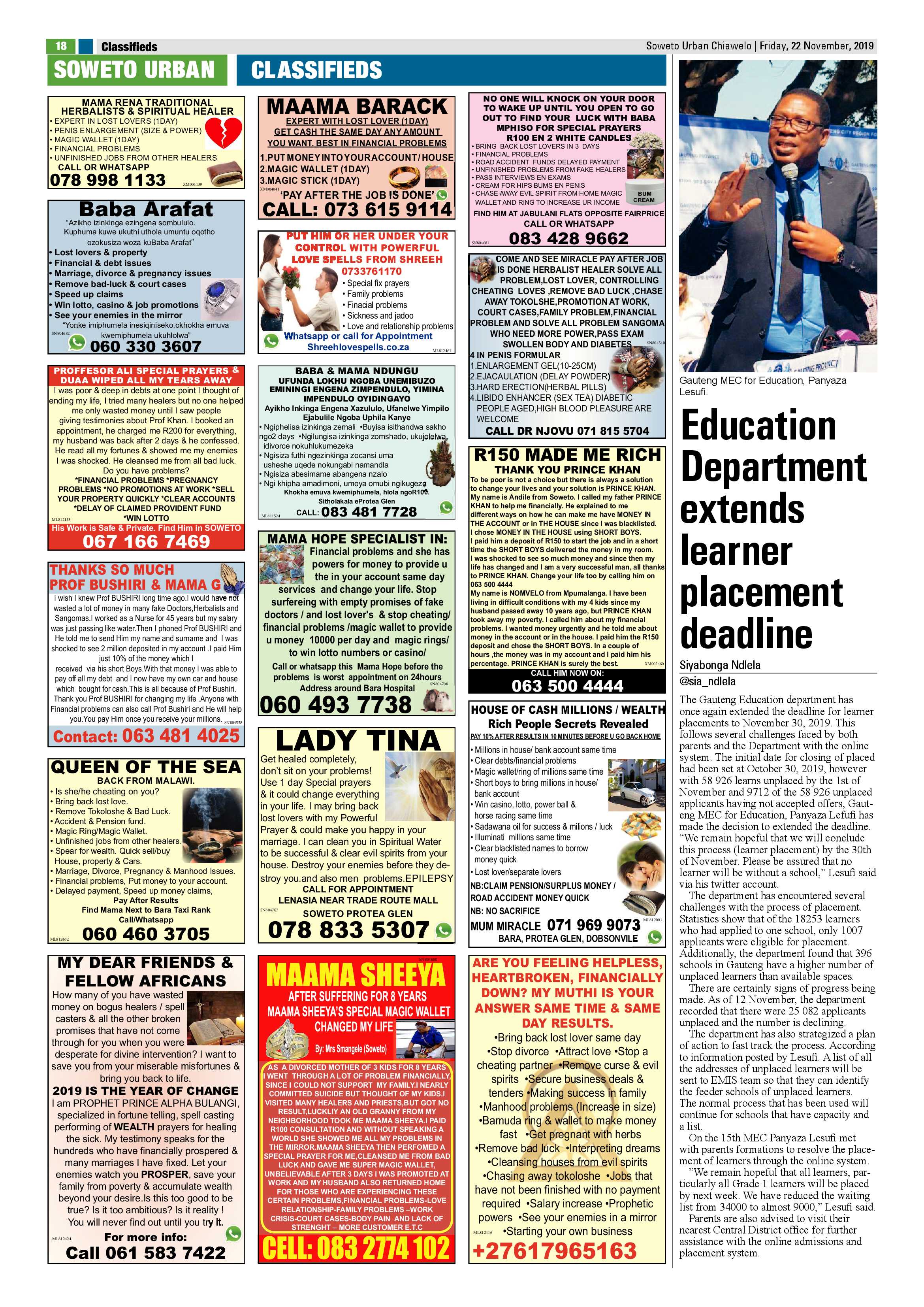 Chiawelo News – November 22, 2019 page 18