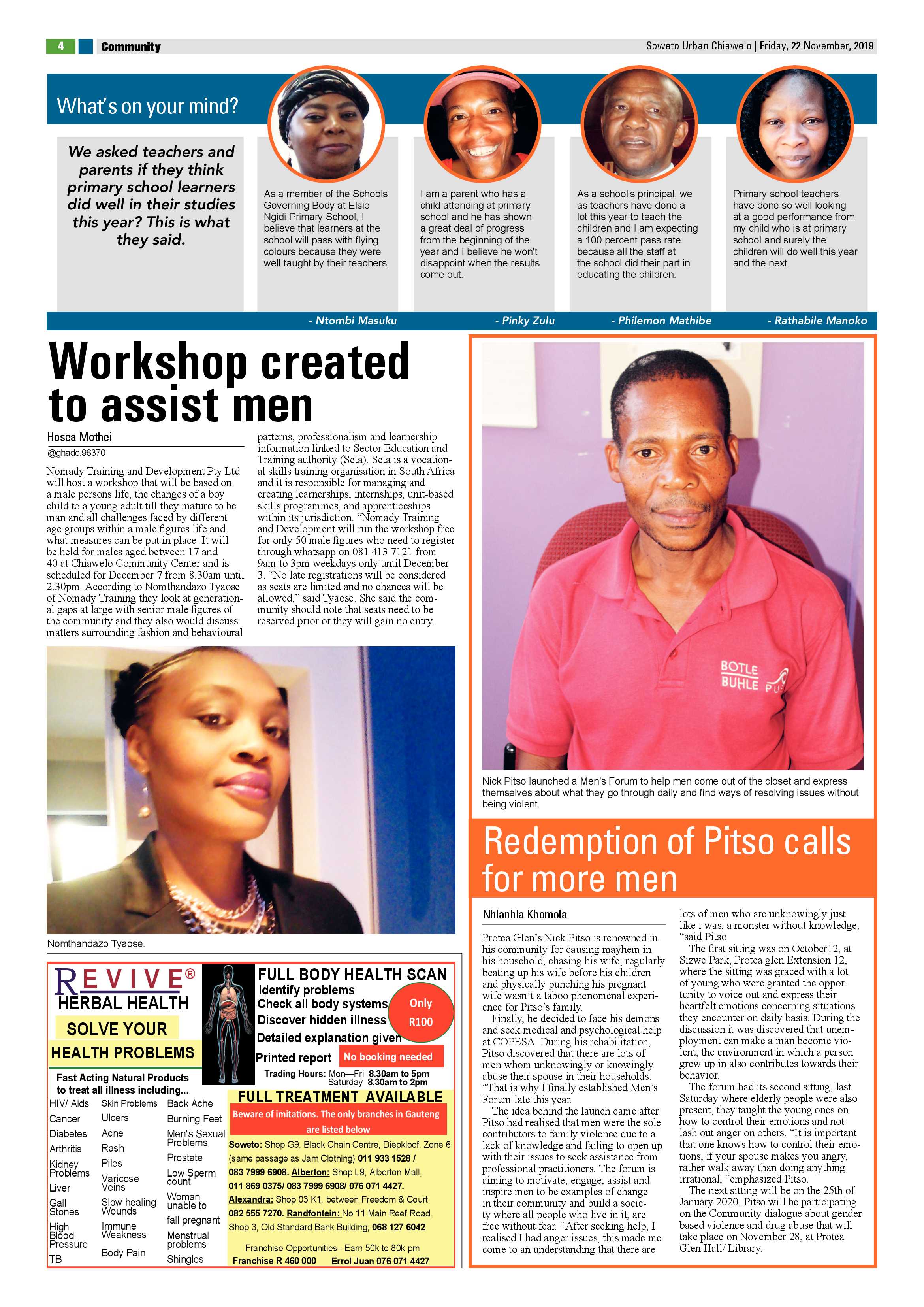 Chiawelo News – November 22, 2019 page 4