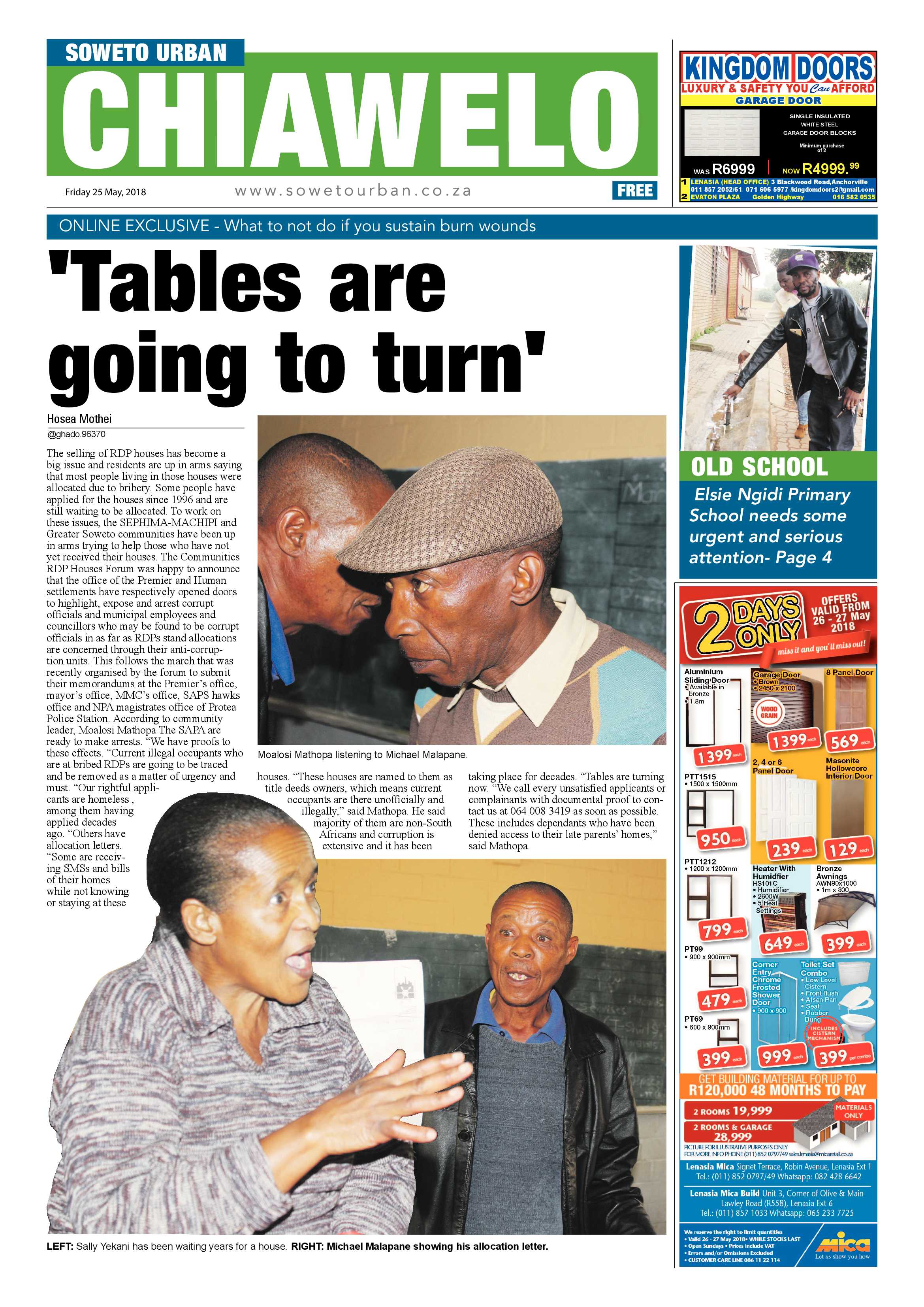 Chiawelo – May 25, 2018 issue page 1
