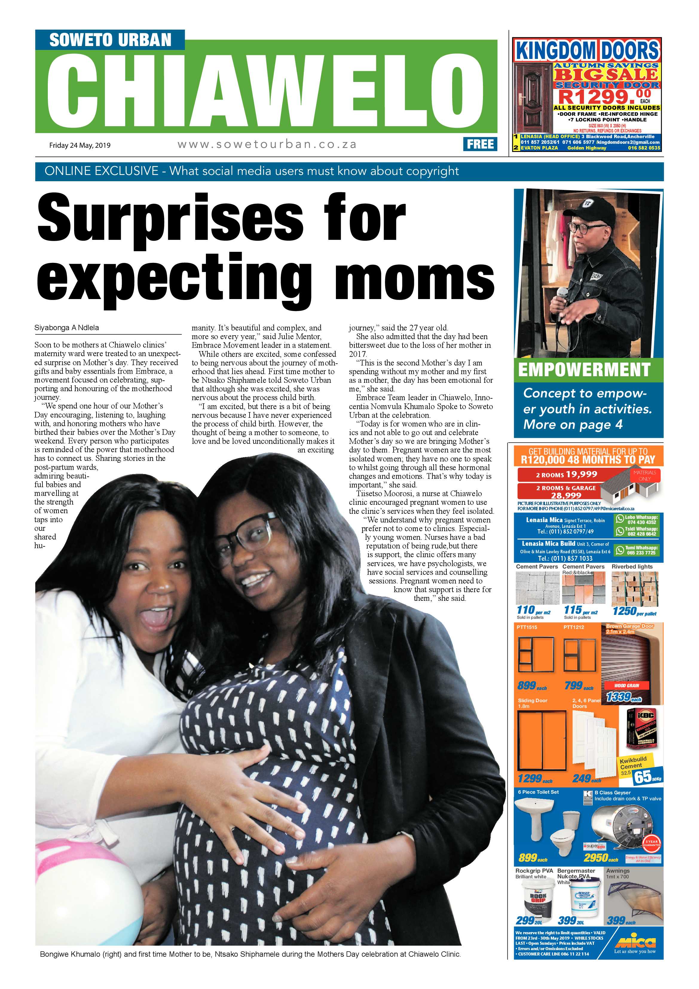 Chiawelo News – May 25, 2019 page 1