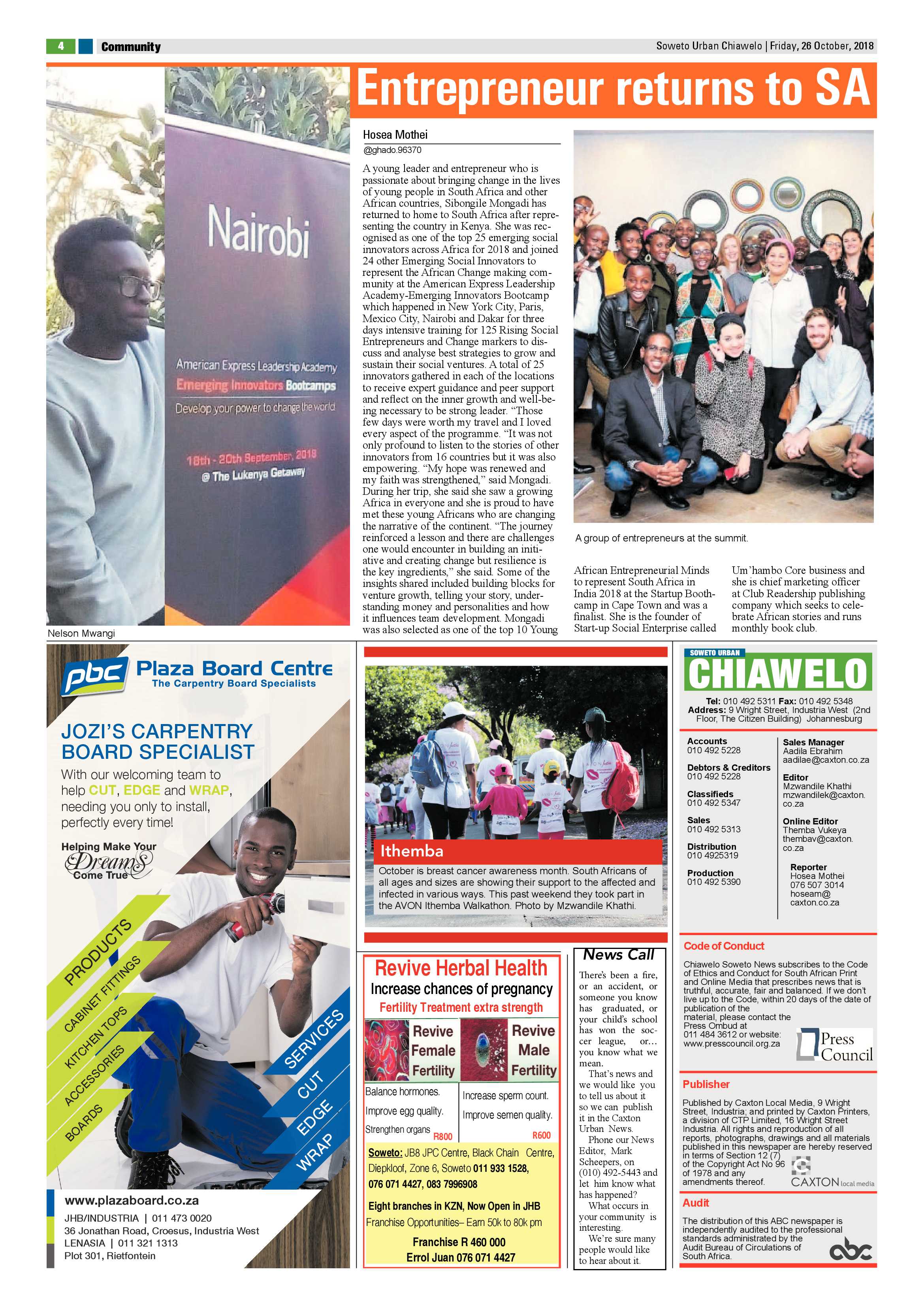 Chiawelo – October 26, 2018 issue page 4