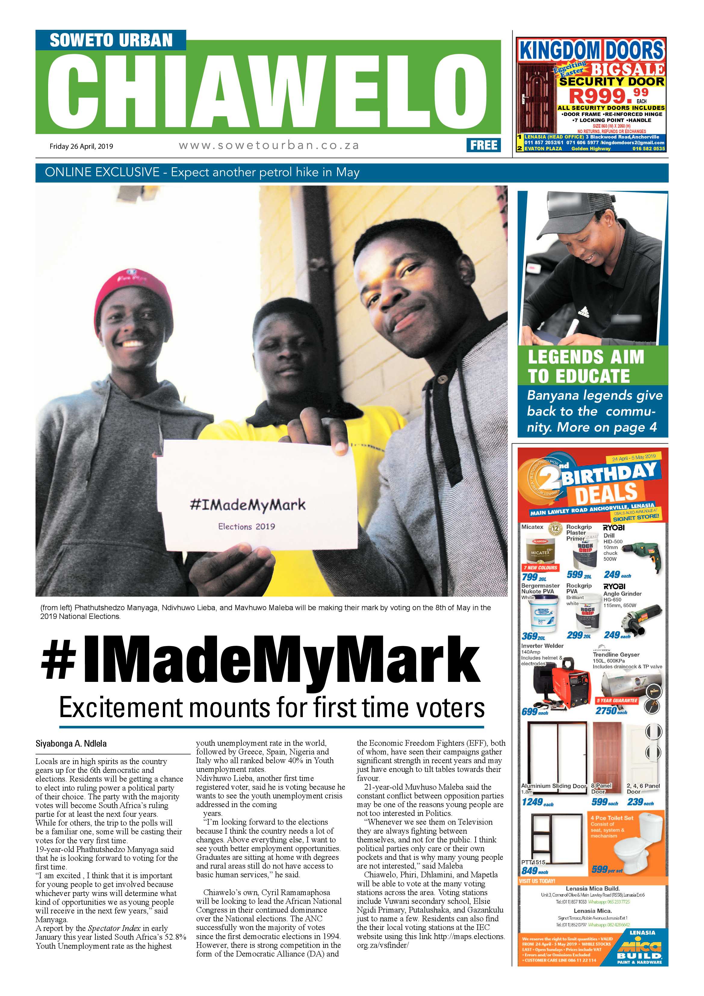 Chiawelo News – April 26, 2019 page 1