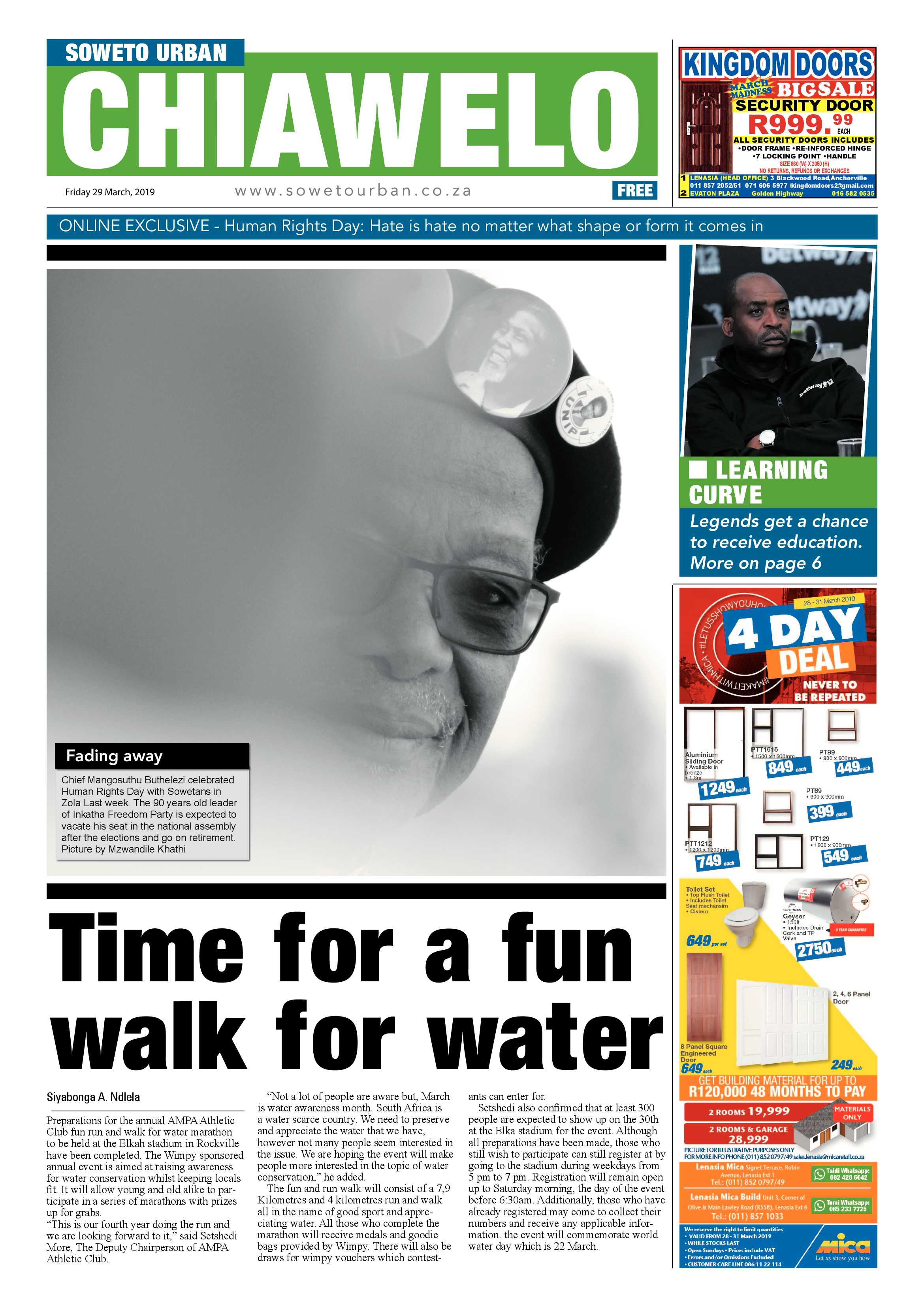 Chiawelo News – March 29 , 2019 page 1