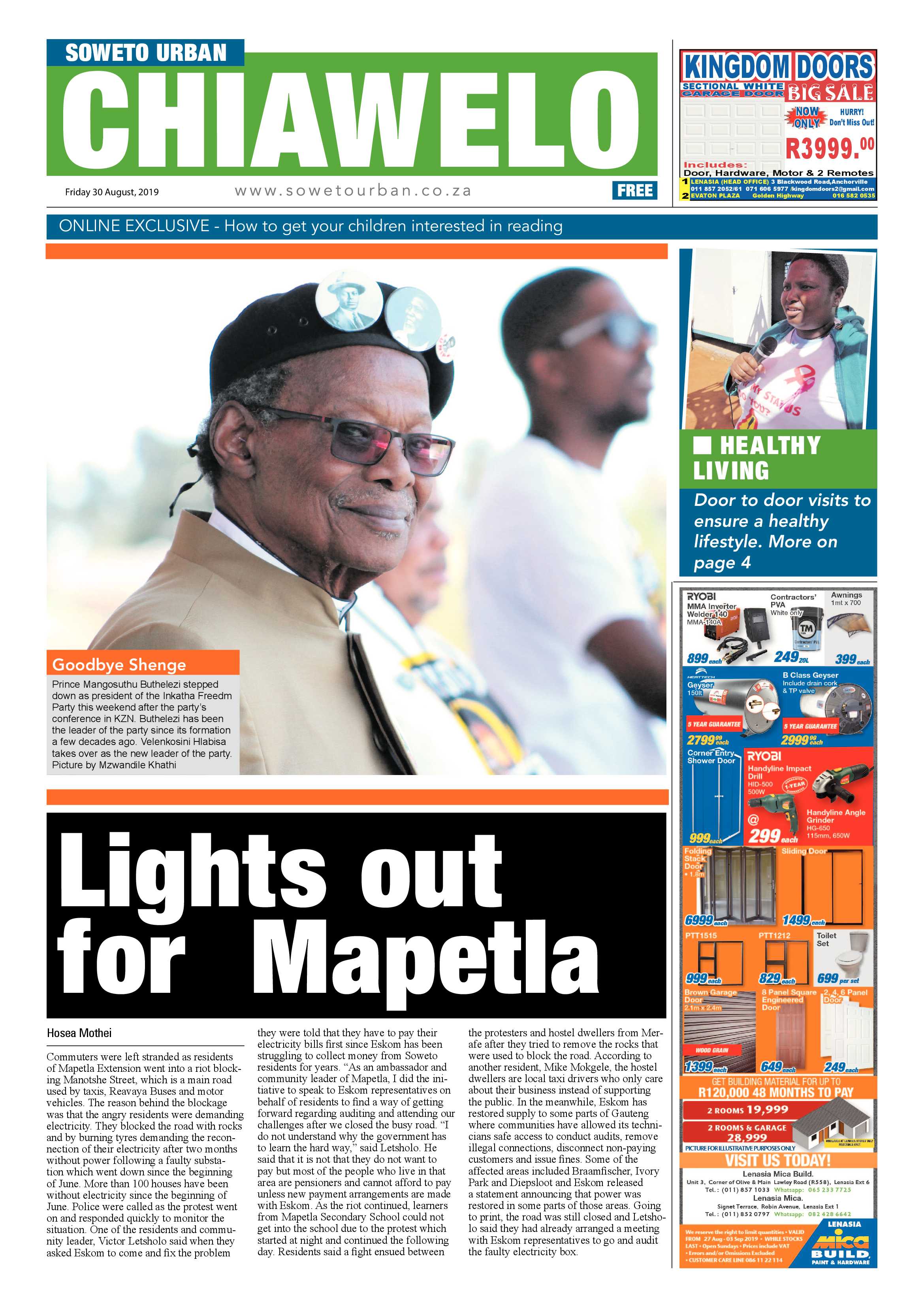 Chiawelo News – August 30, 2019 page 1