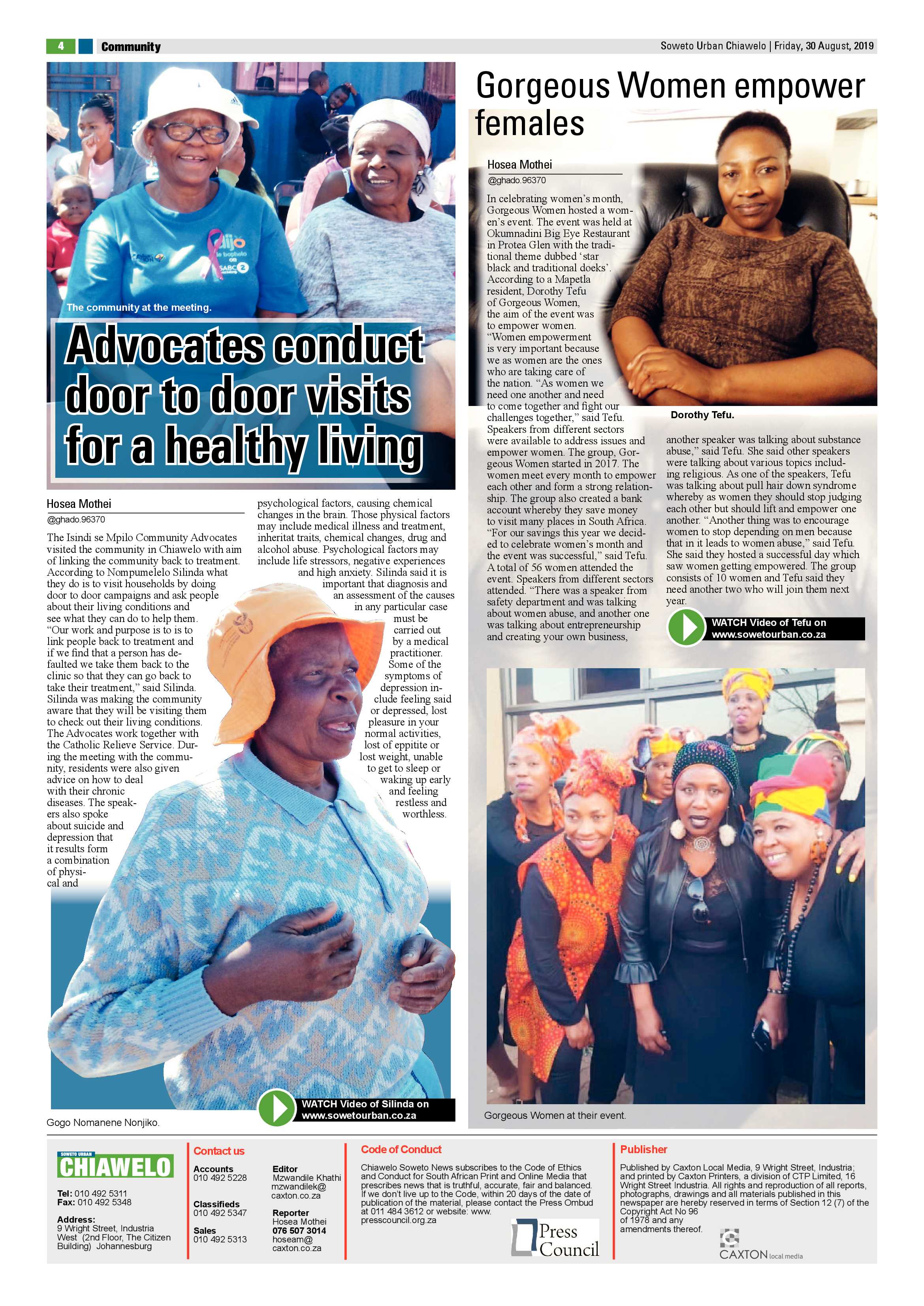 Chiawelo News – August 30, 2019 page 4