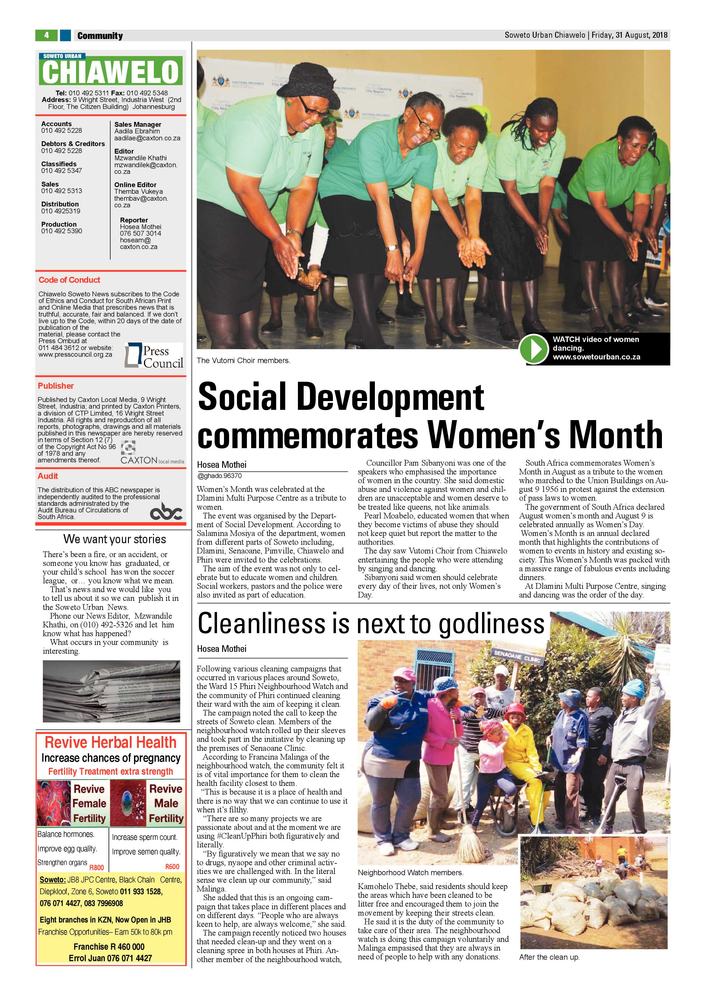 Chiawelo – August 31, 2018 issue page 4