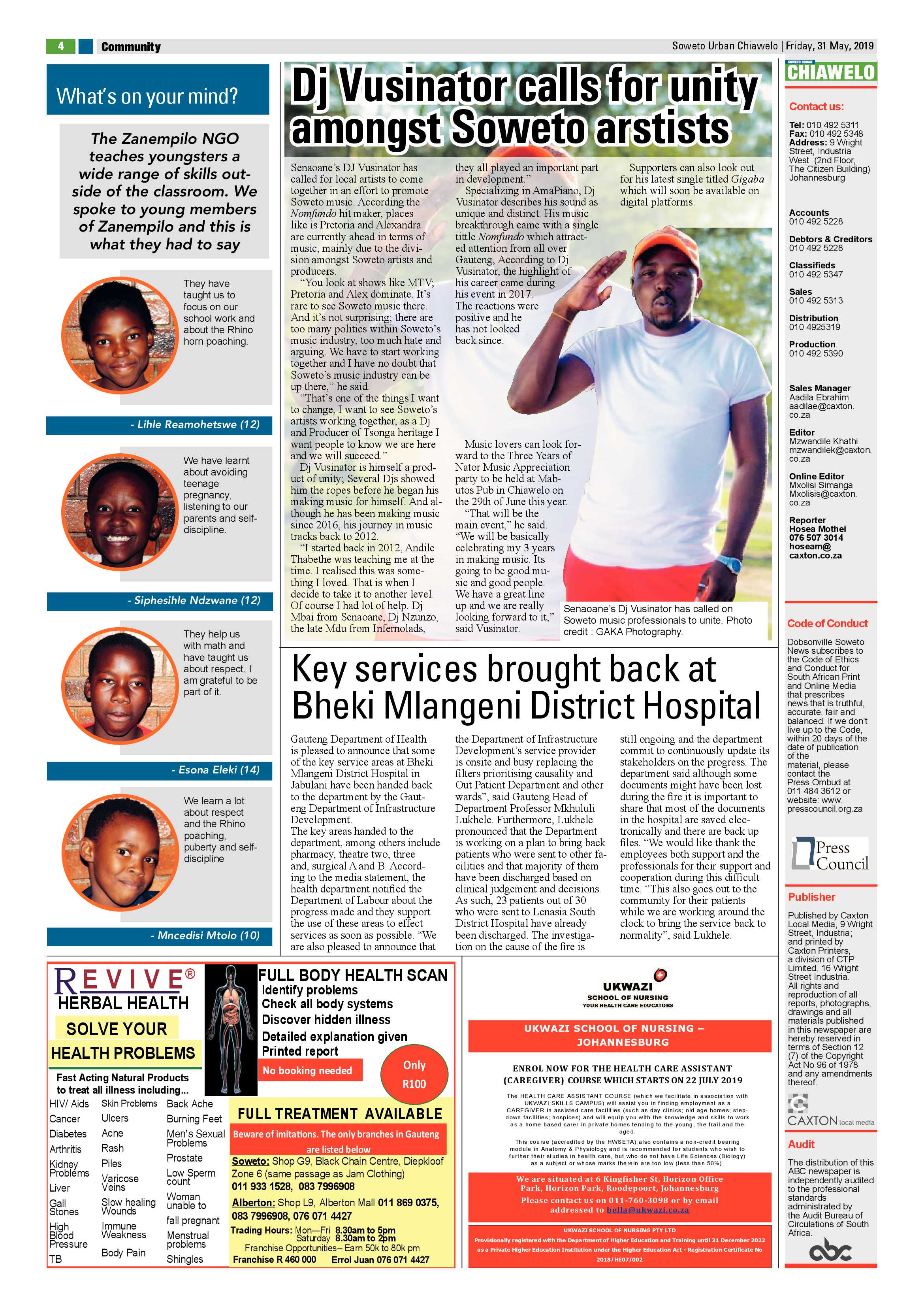 Chiawelo News – May 31, 2019 page 4