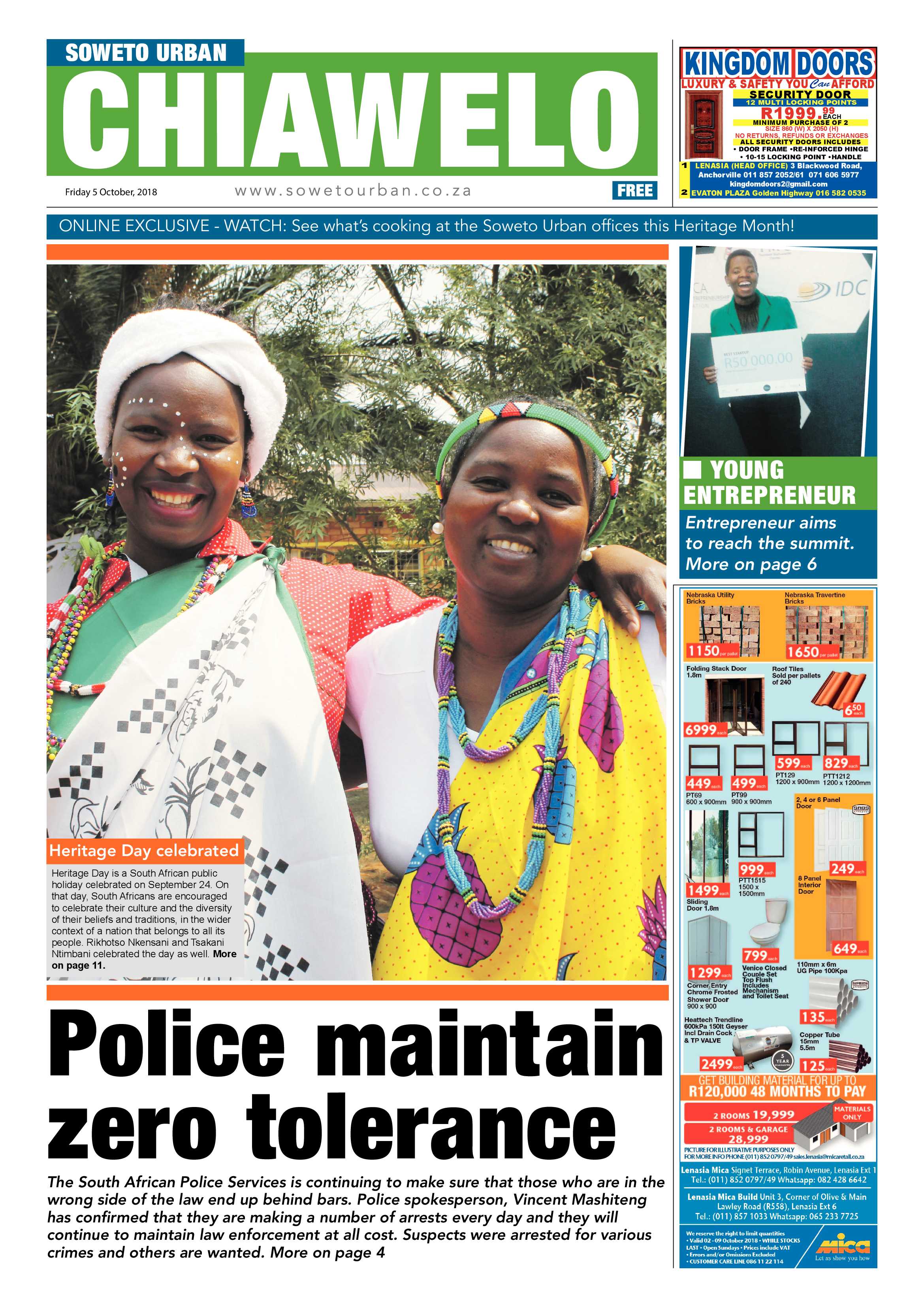 Chiawelo – October 5, 2018 issue page 1