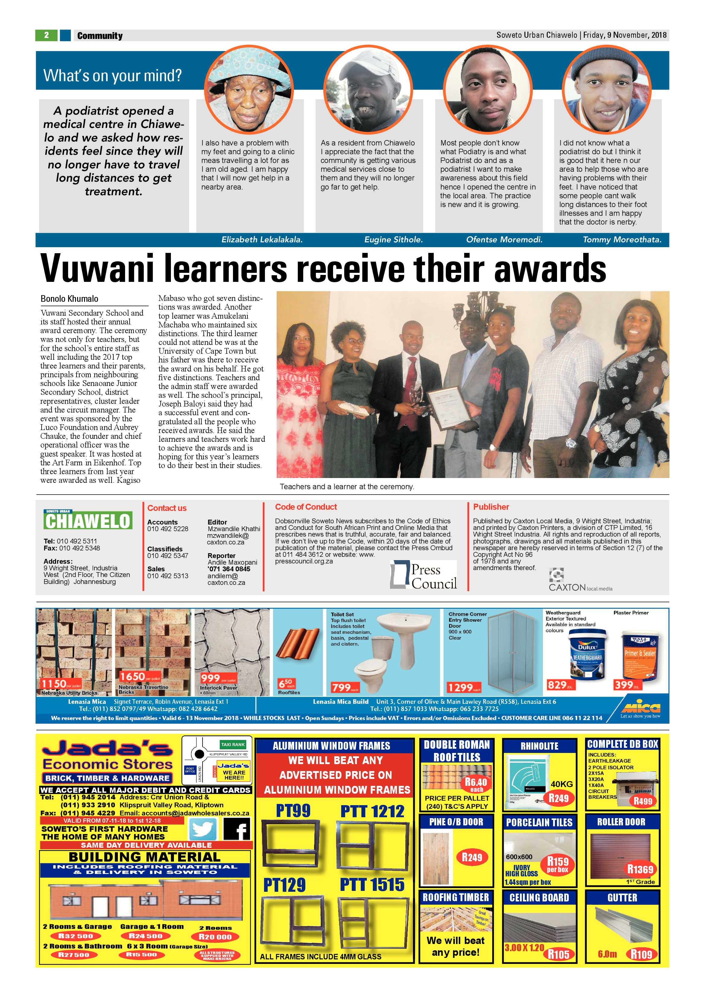 Chiawelo – November 9, 2018 issue page 2