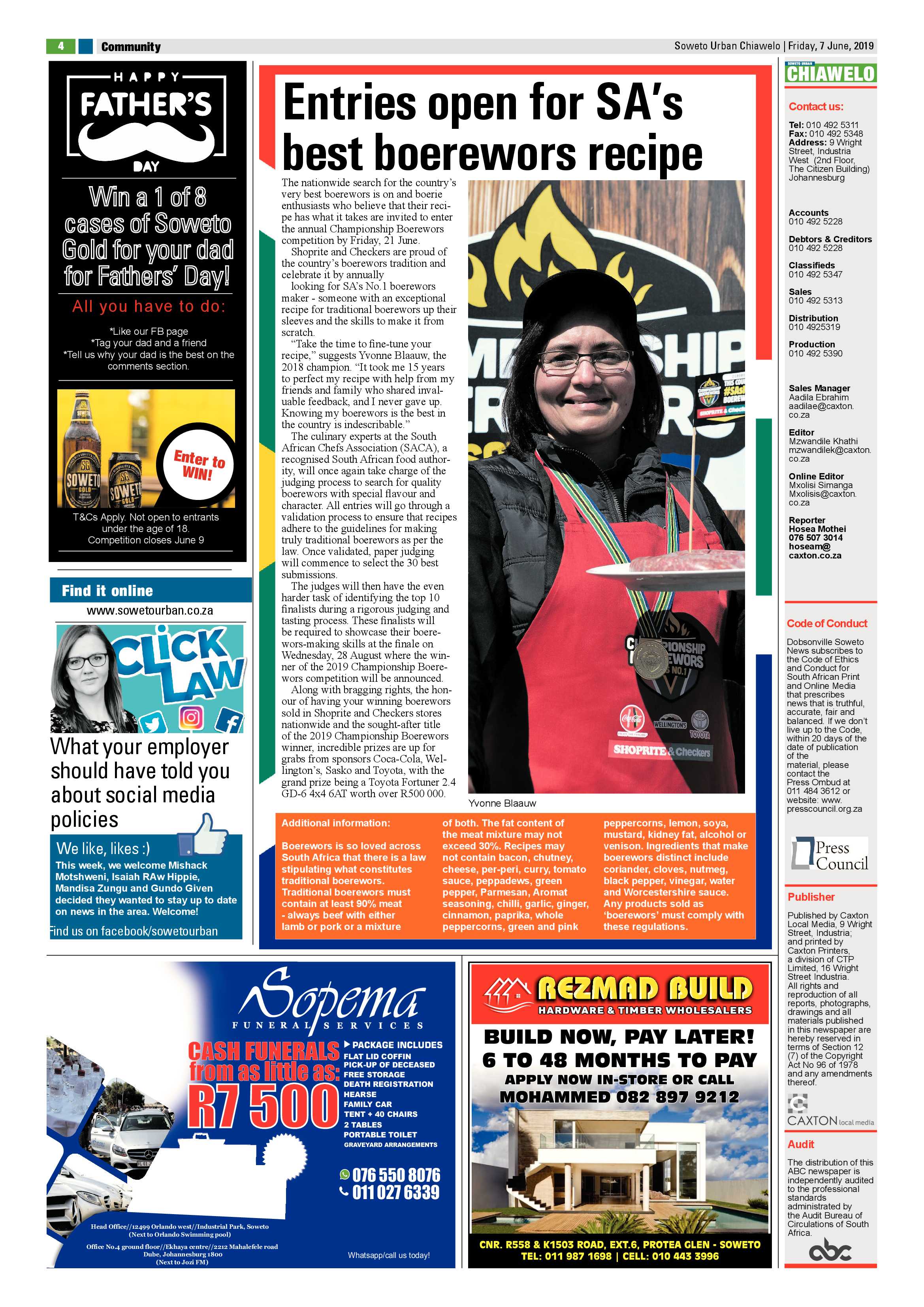 Chiawelo News – June 07, 2019 page 4