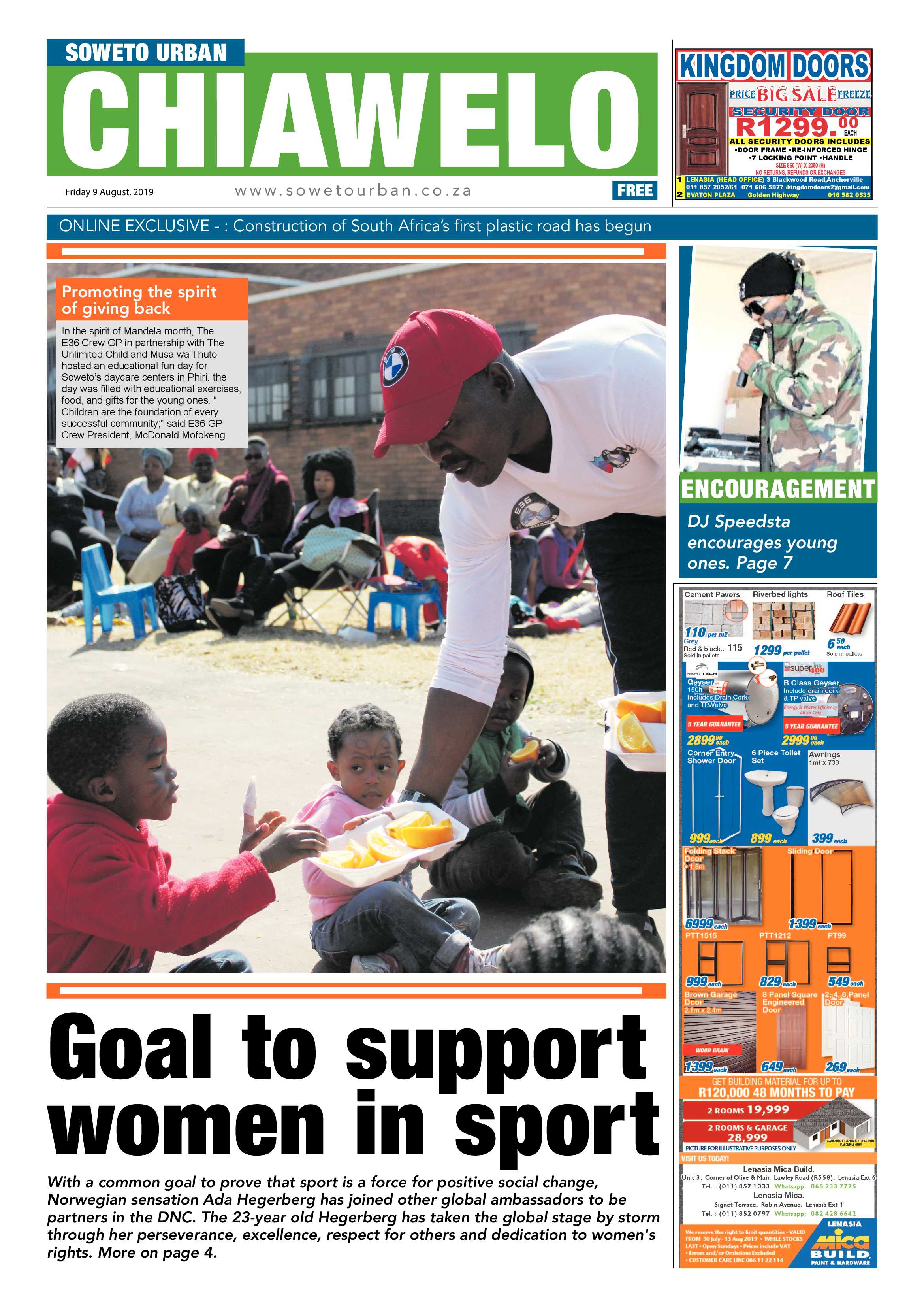 Chiawelo News – August 9, 2019 page 1