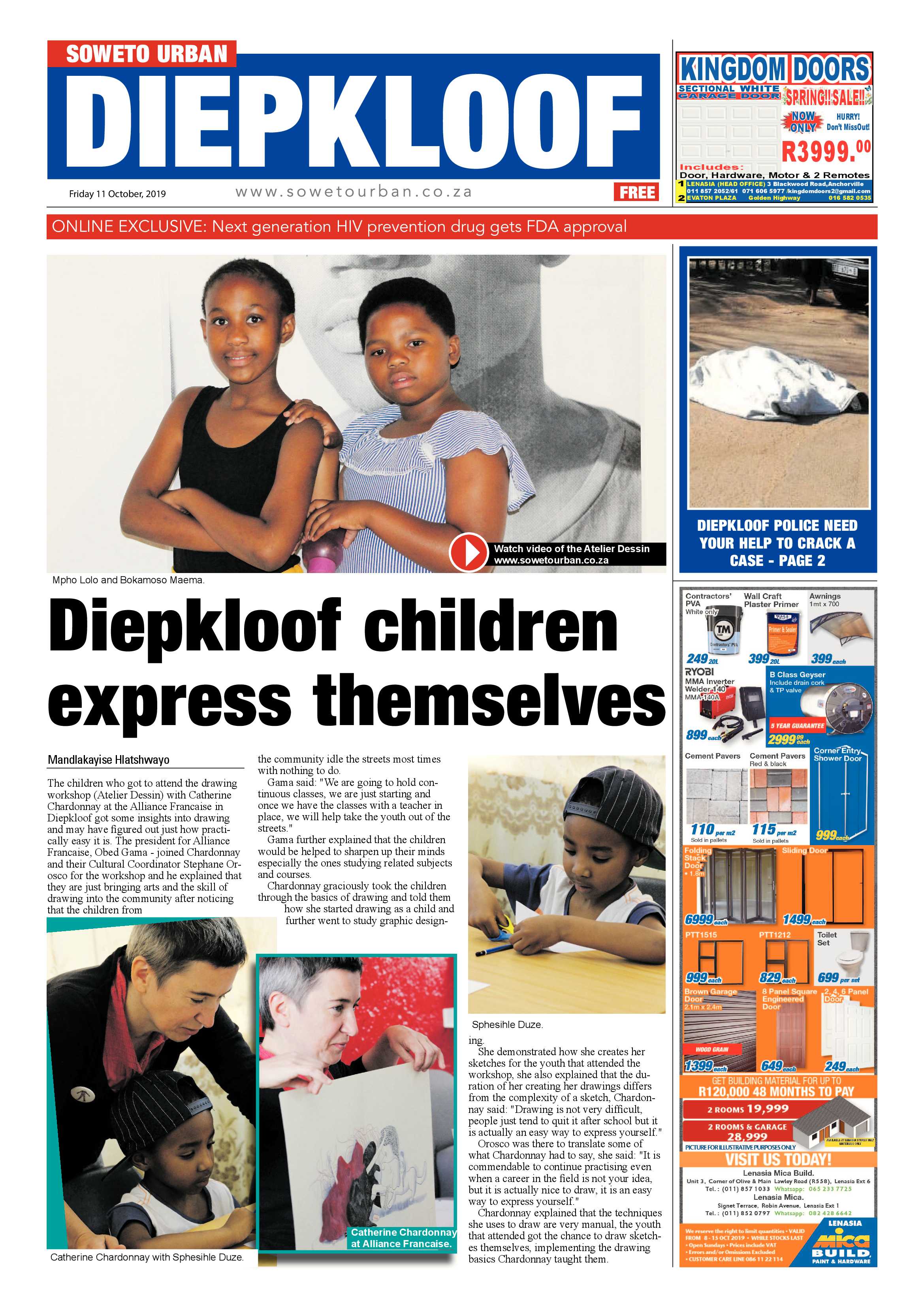 Diepkloof News – October 11, 2019 page 1
