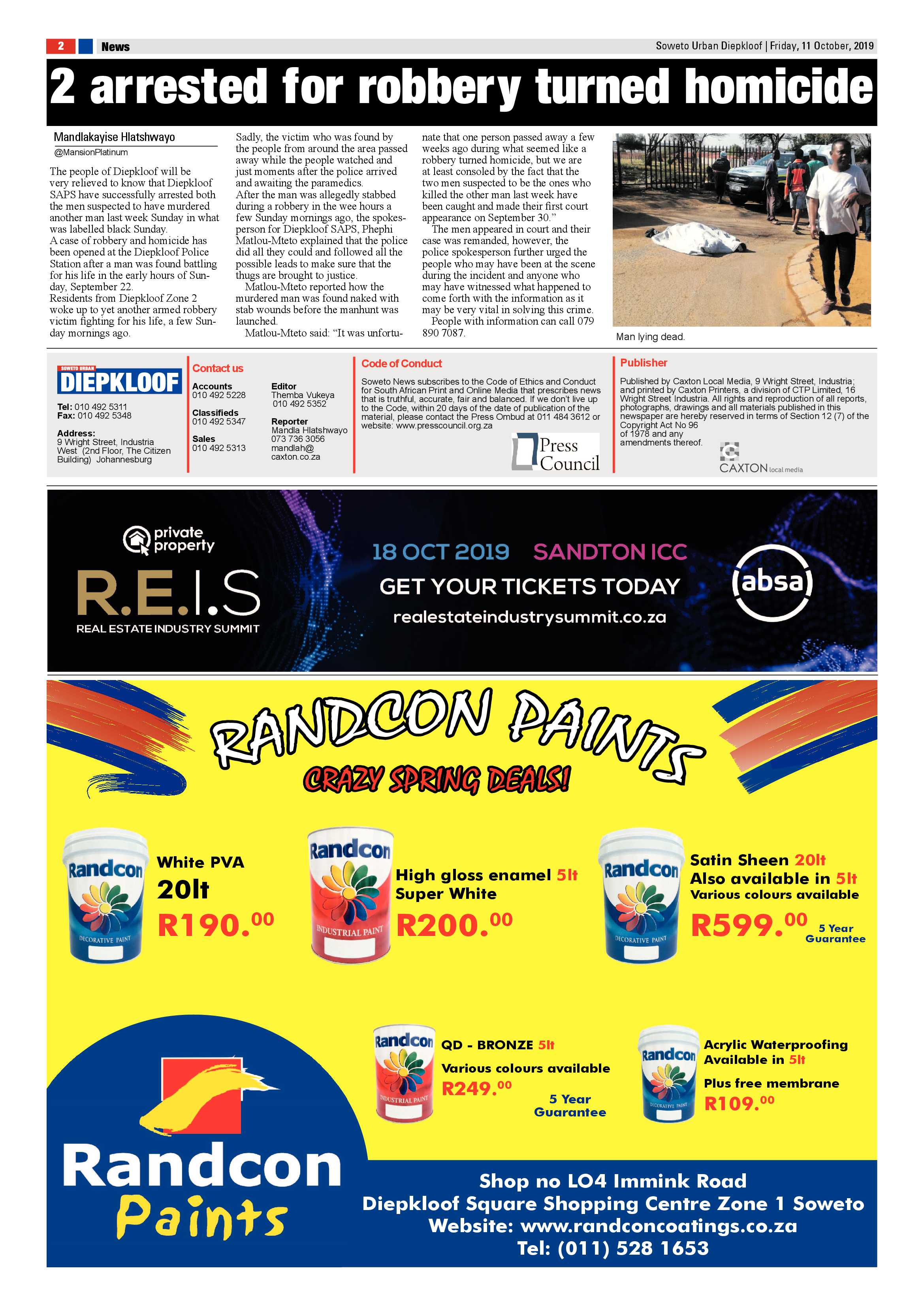 Diepkloof News – October 11, 2019 page 2