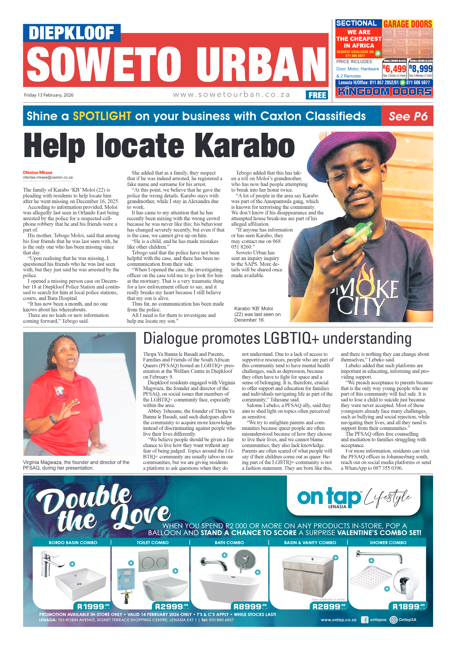 Diepkloof: 13 February 2026 page 1