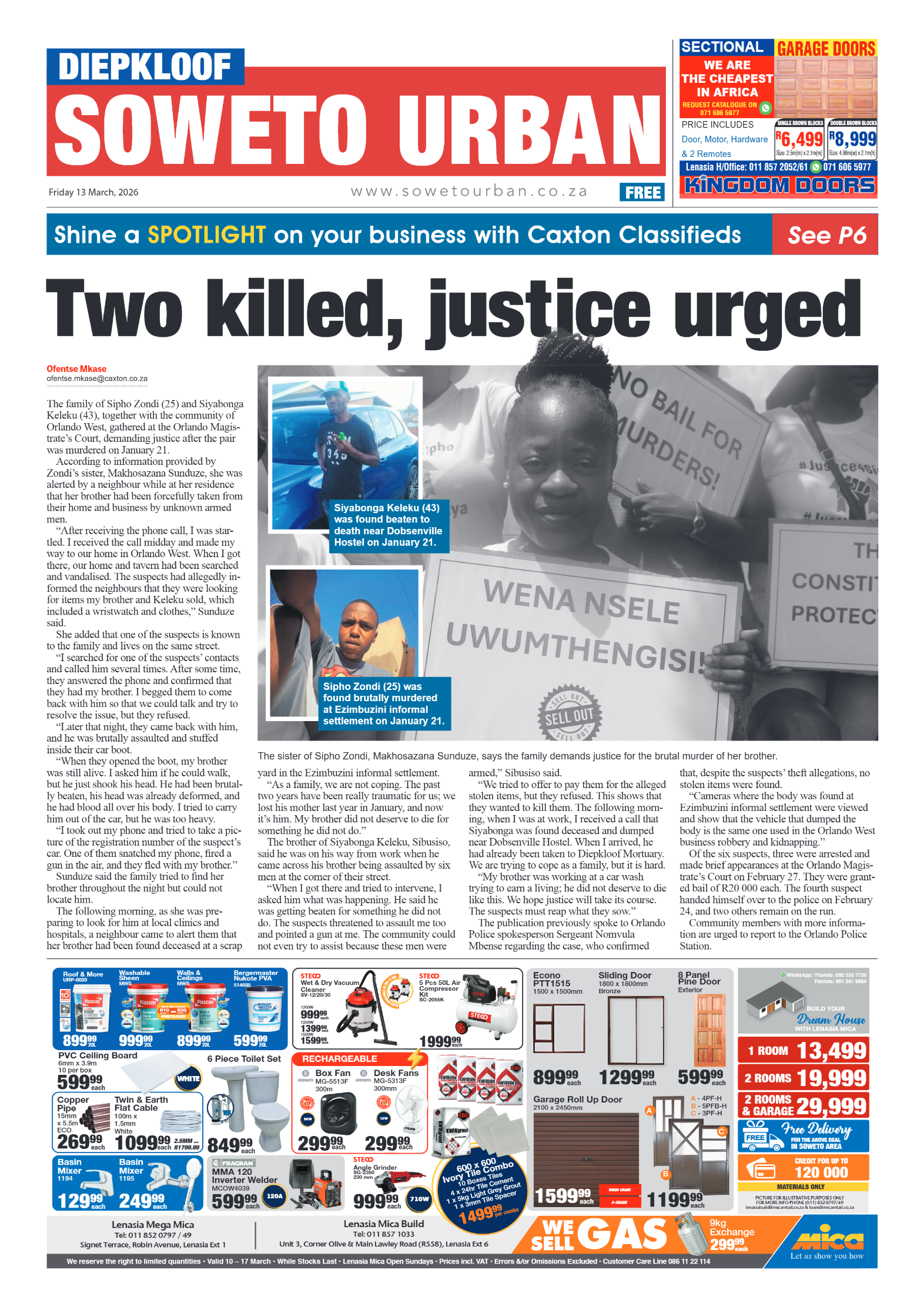 Diepkloof: 13 March 2026 page 1