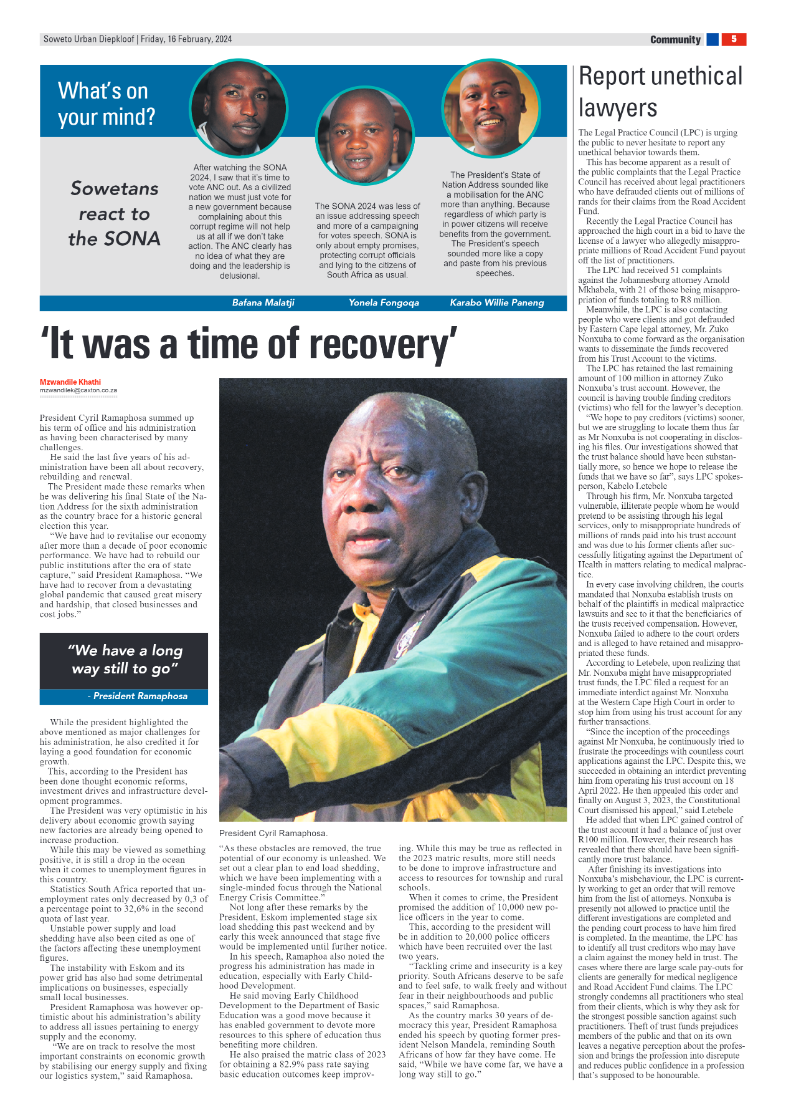 Diepkloof: 16 February 2024 page 5