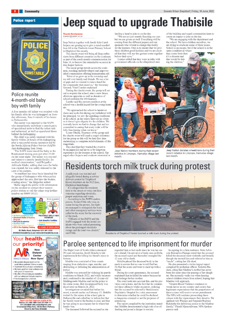 Diepkloof: 16 June 2023 page 2