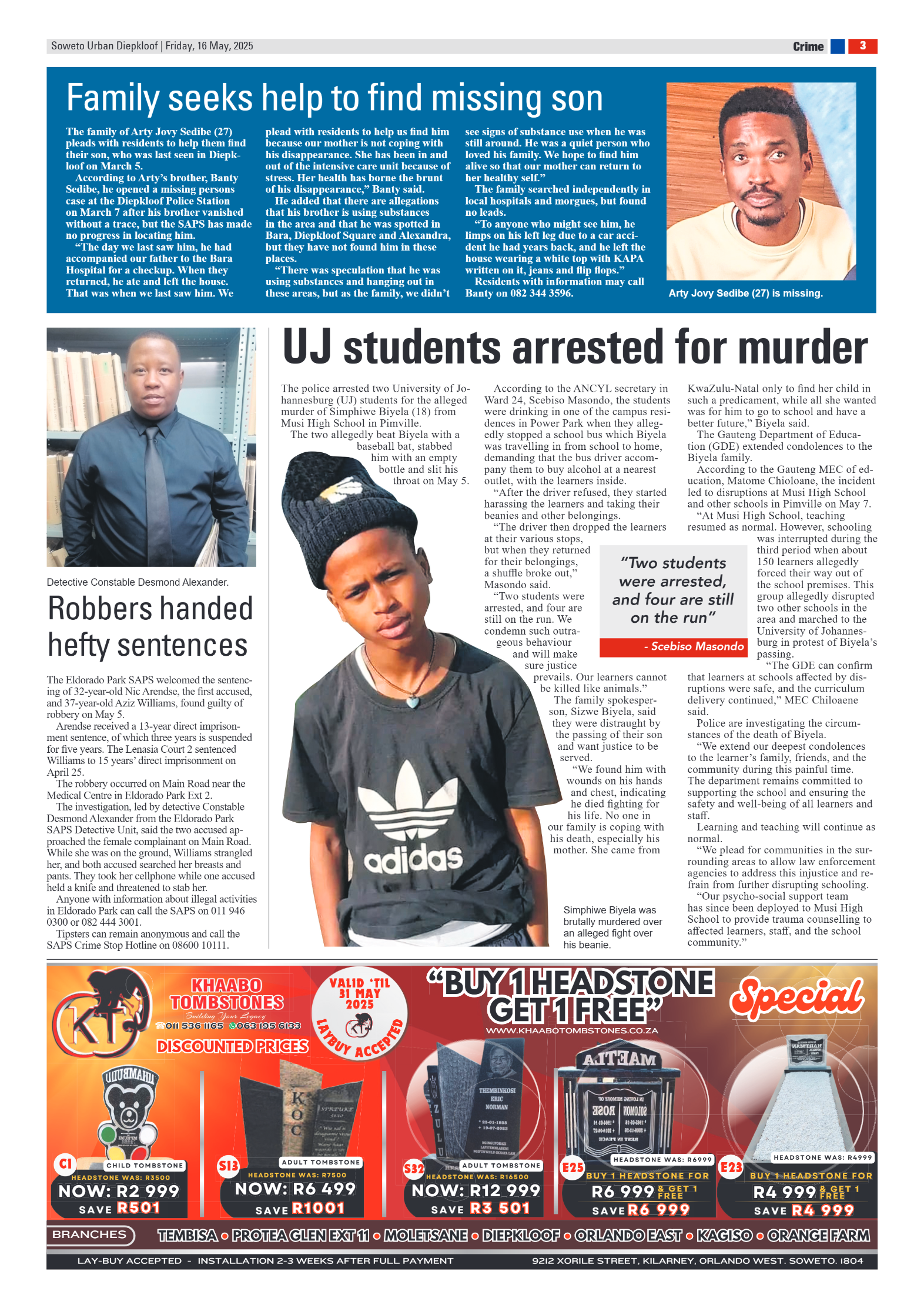 Diepkloof: 16 May 2025 page 3