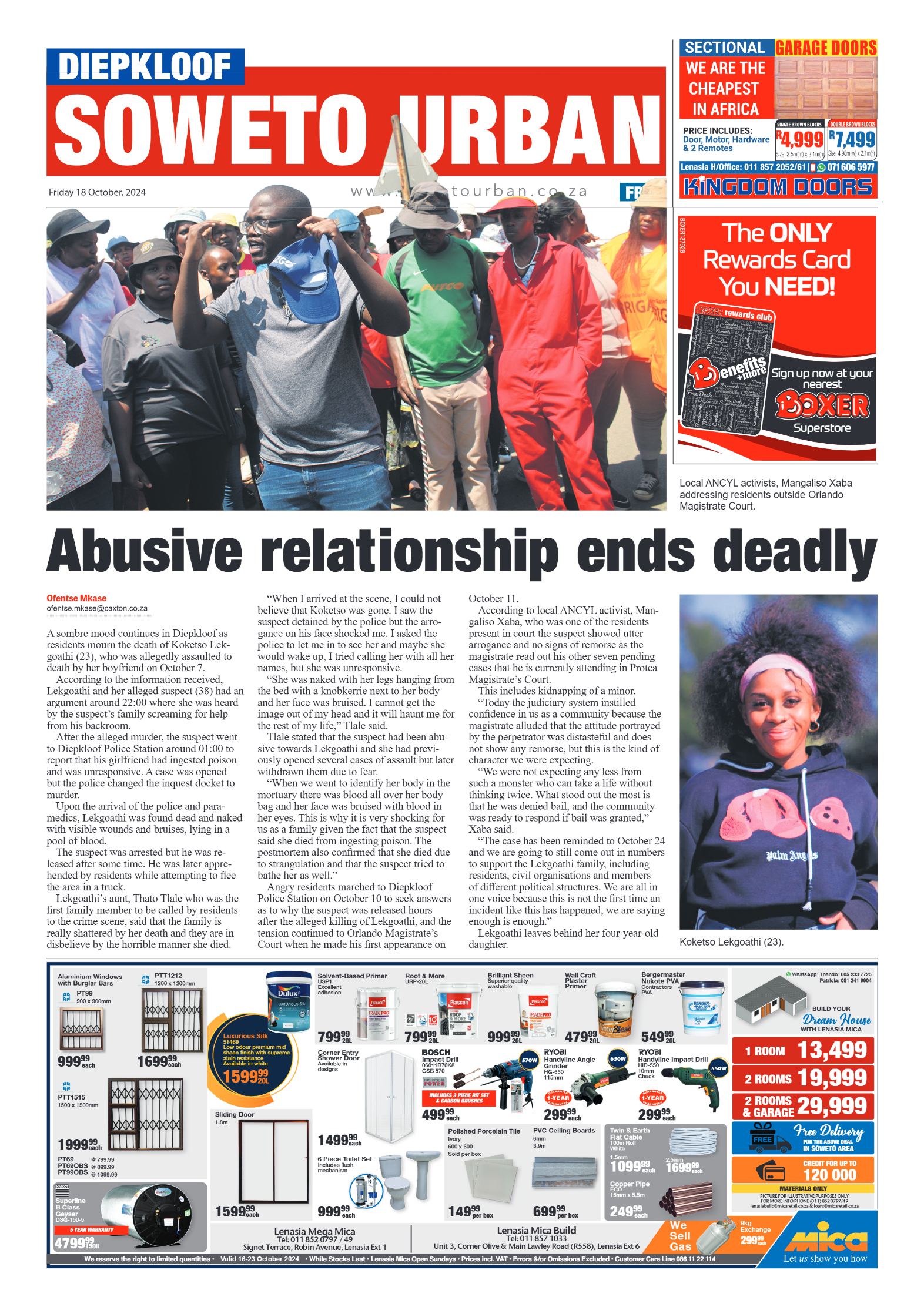 Diepkloof: 18 October 2024 page 1