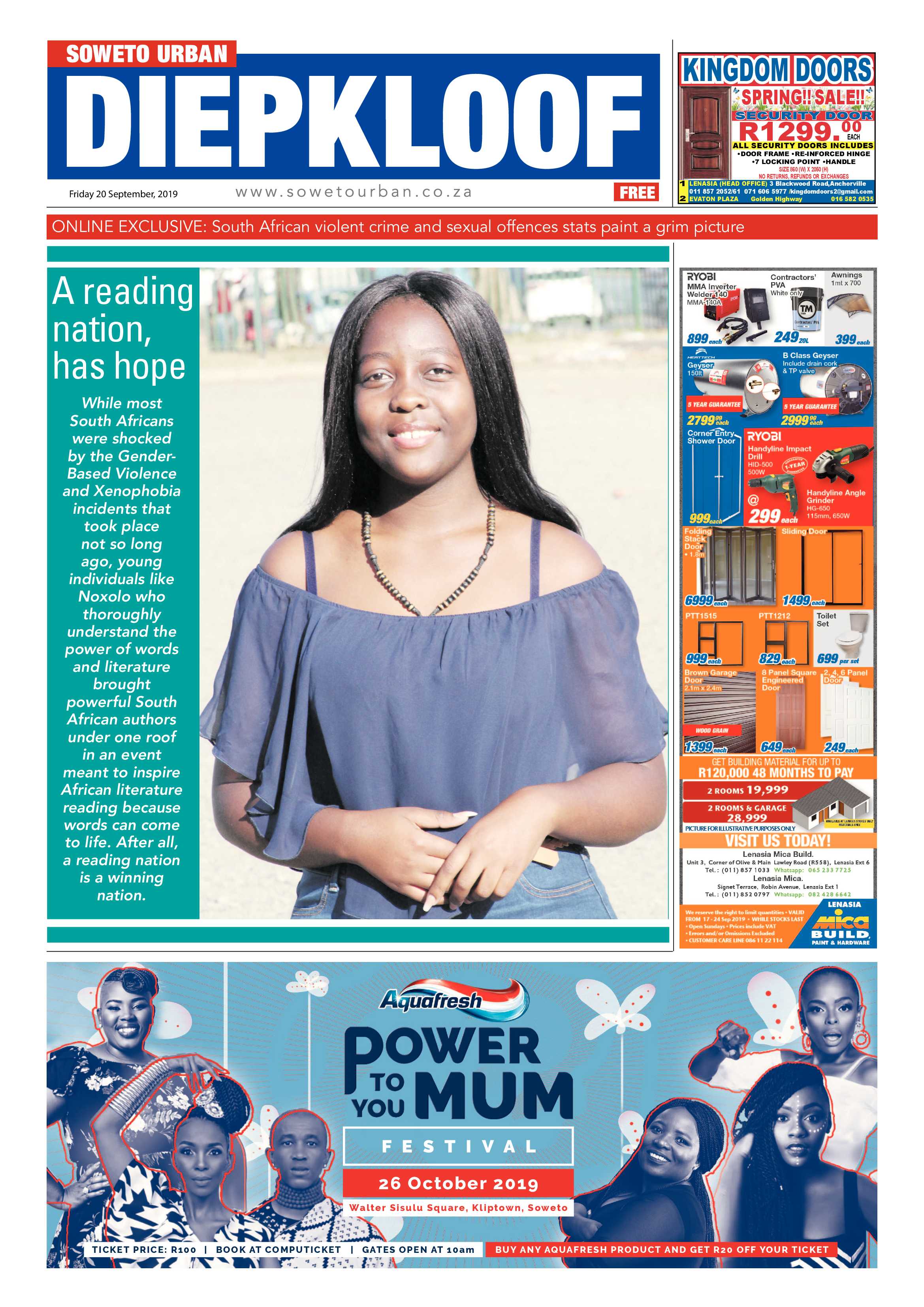 Diepkloof News – September 20, 2019 page 1