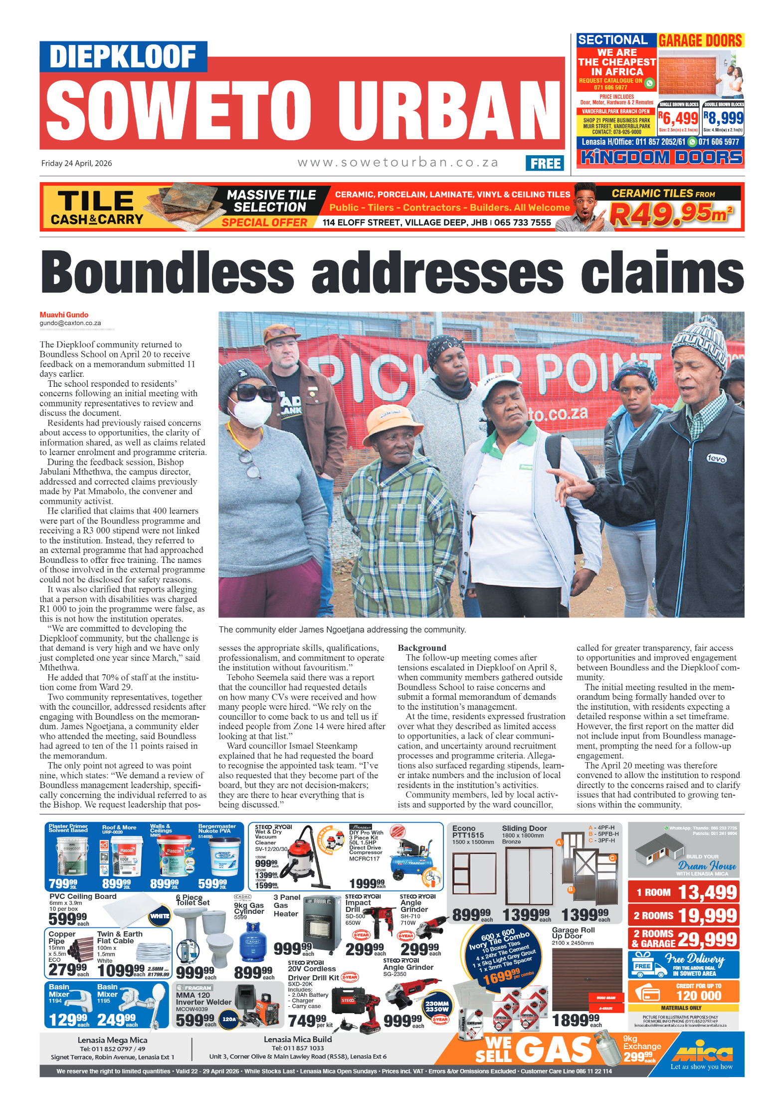Diepkloof: 24 April 2026 page 1