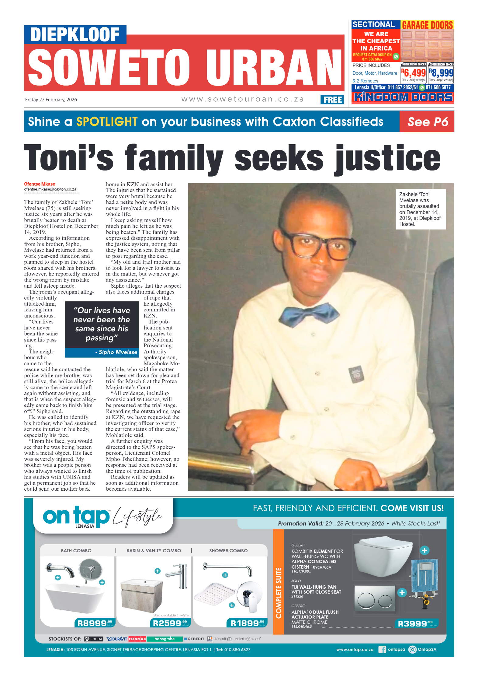 Diepkloof: 27 February 2026 page 1