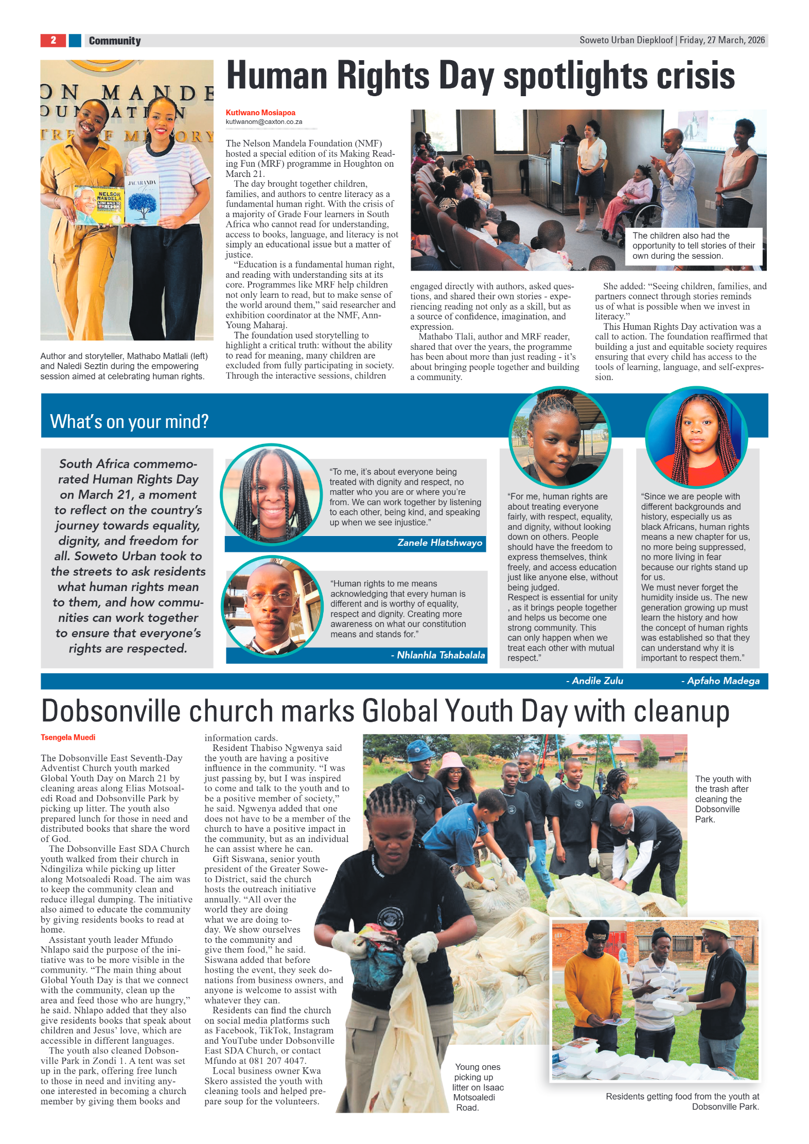 Diepkloof: 27 March 2026 page 2