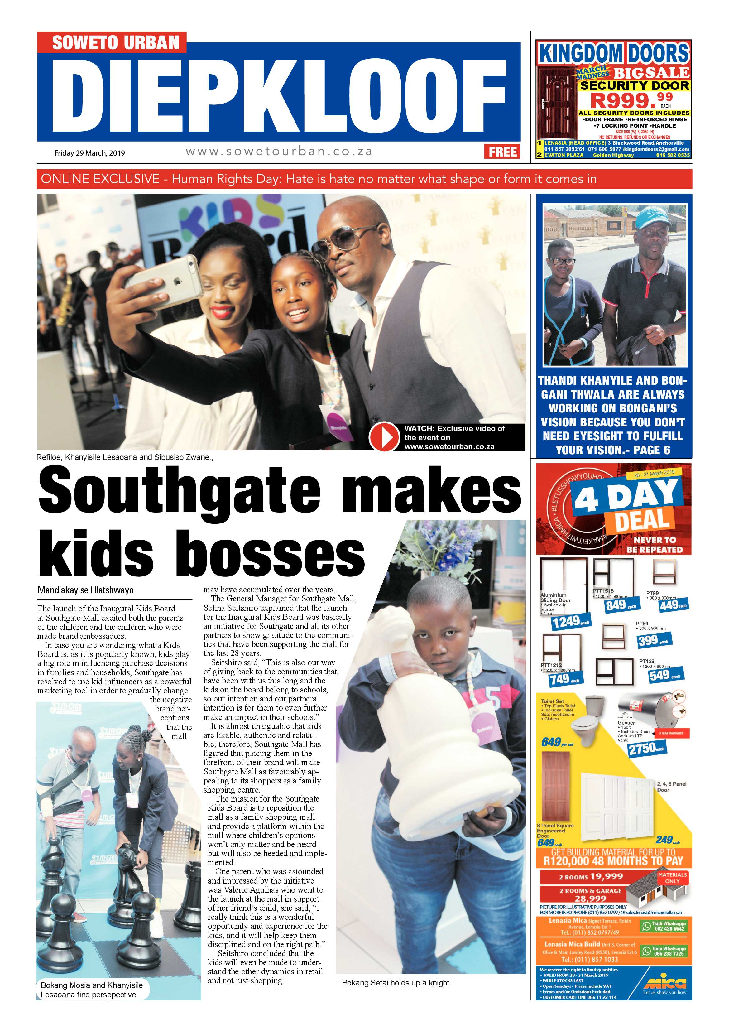 Diepkloof News – March 29 , 2019 page 1