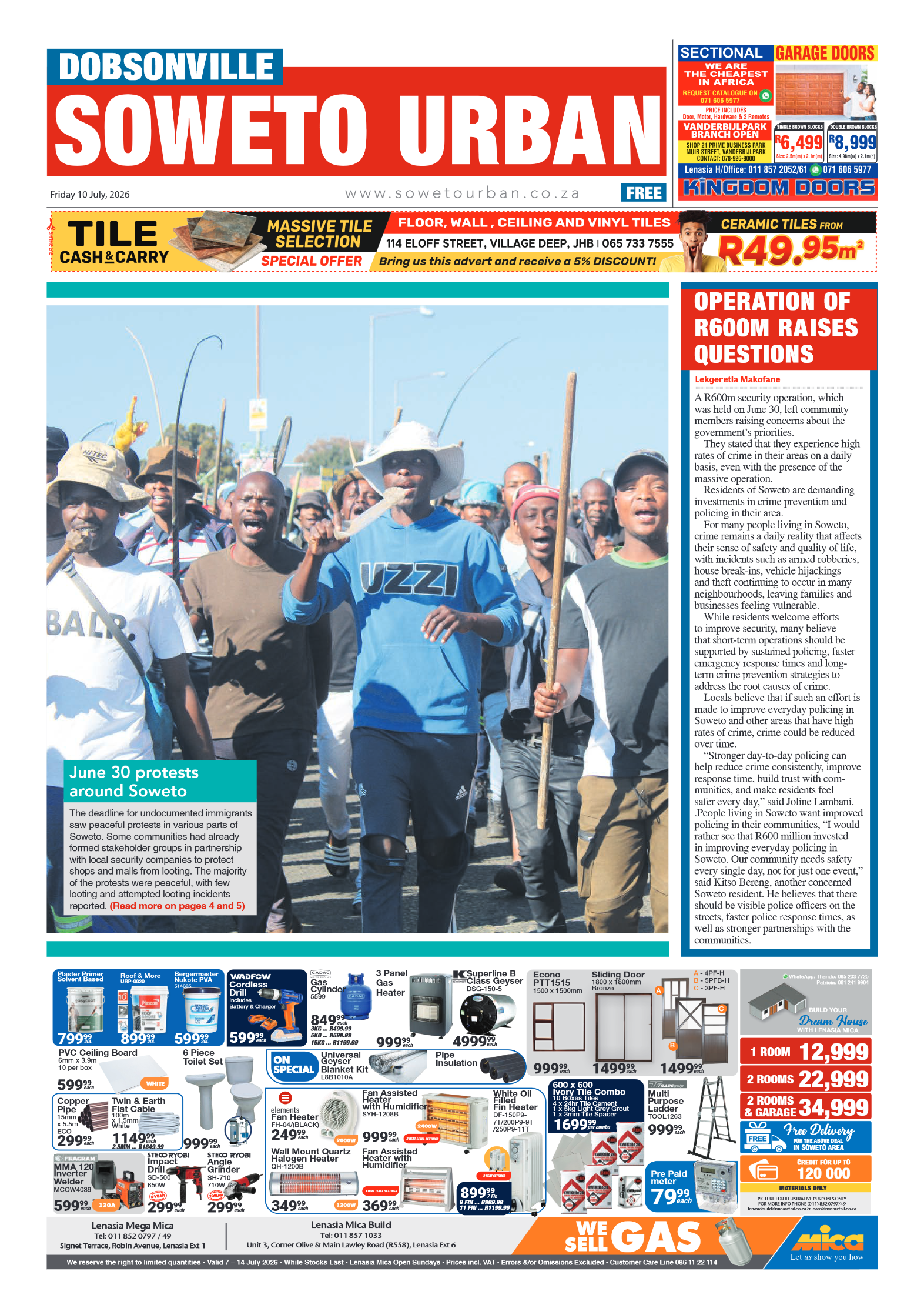 Dobsonville 10 July 2026 page 1
