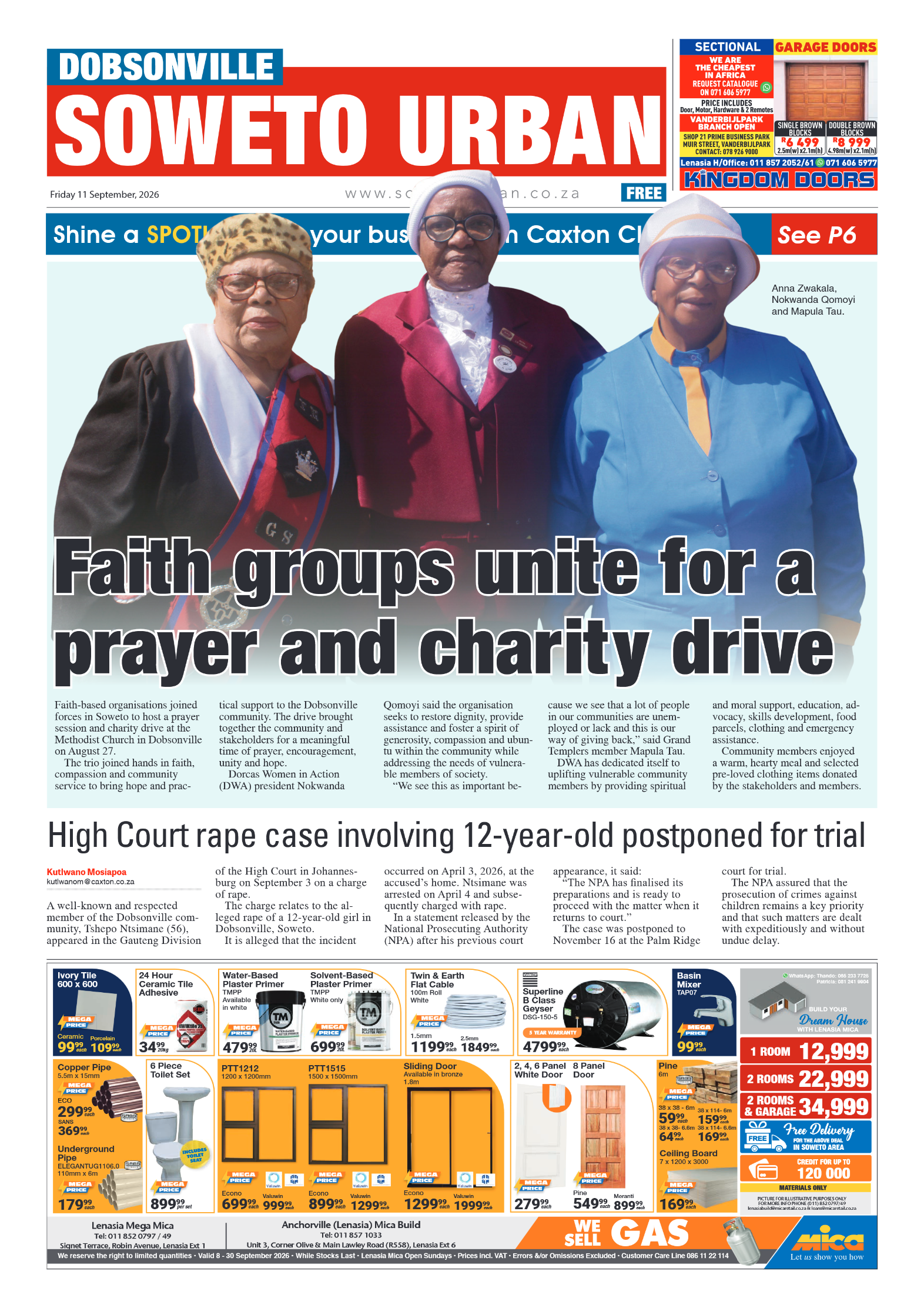 Dobsonville 11 September 2026 page 1