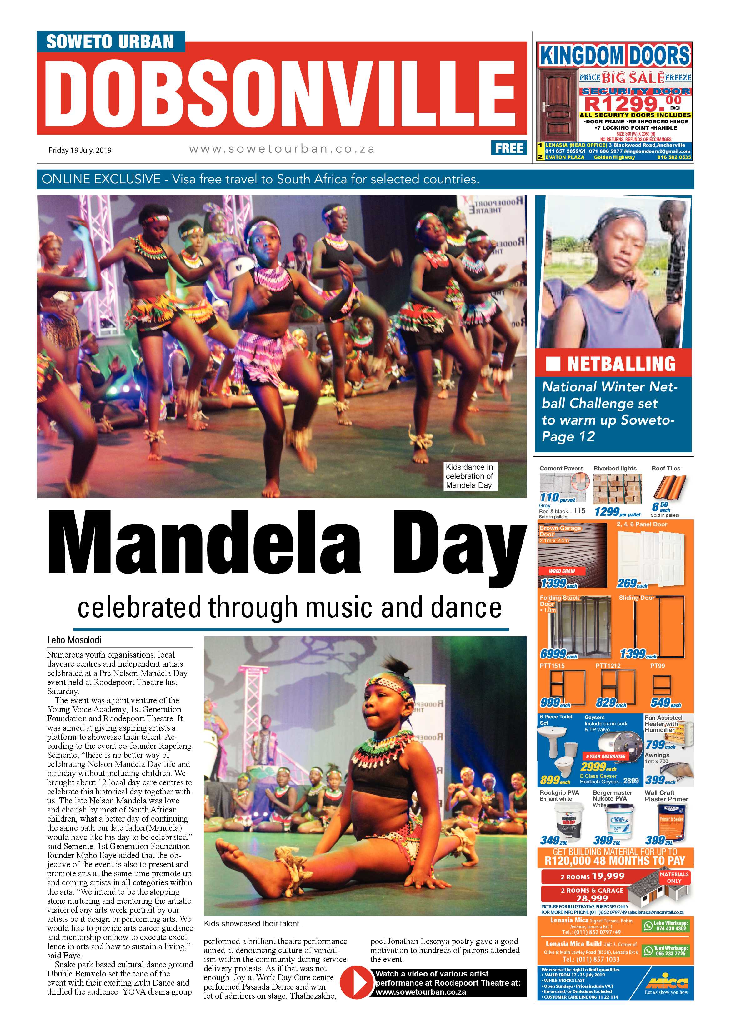 Dobsonville News – July 19, 2019 page 1