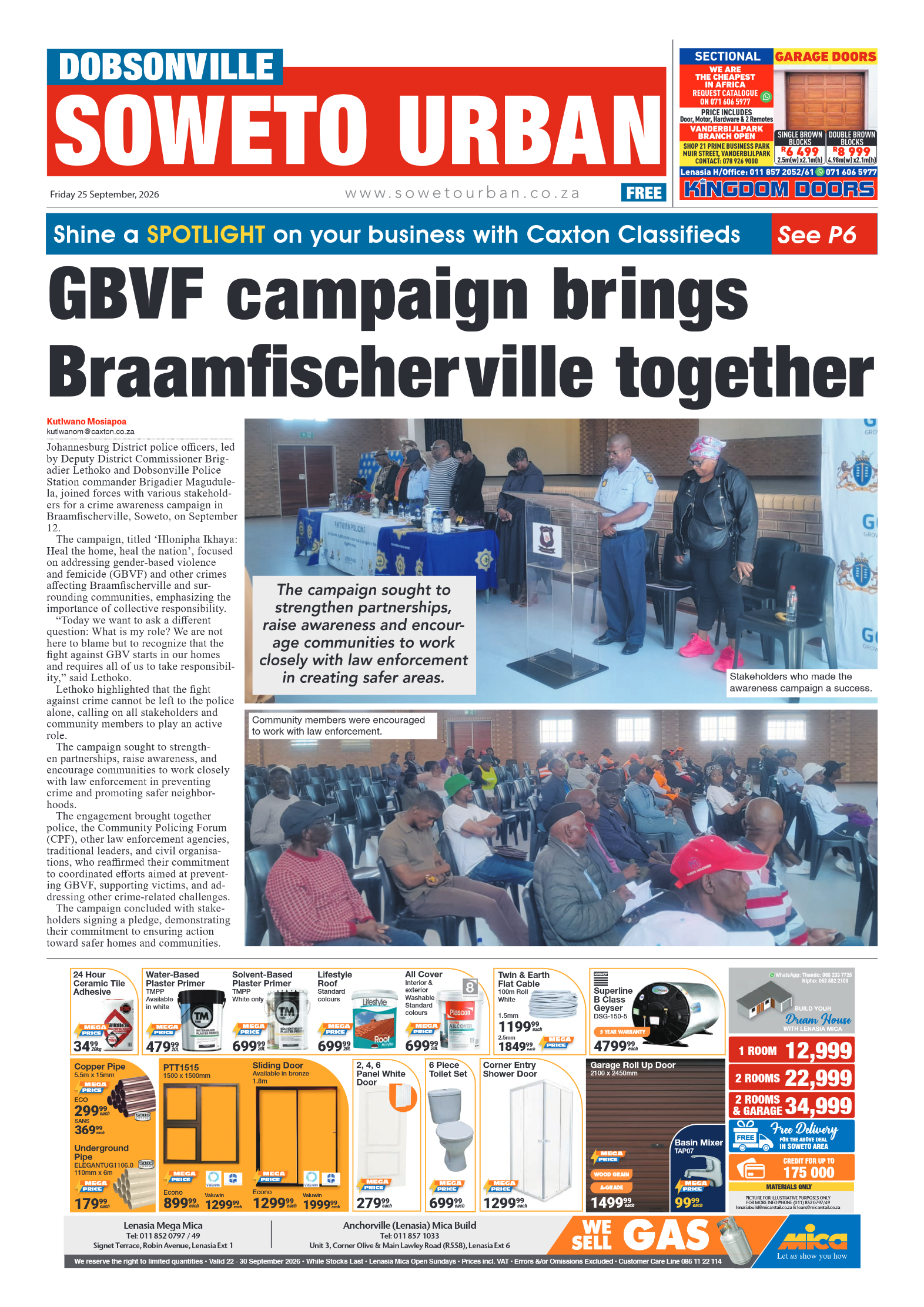 Dobsonville 25 September 2026 page 1