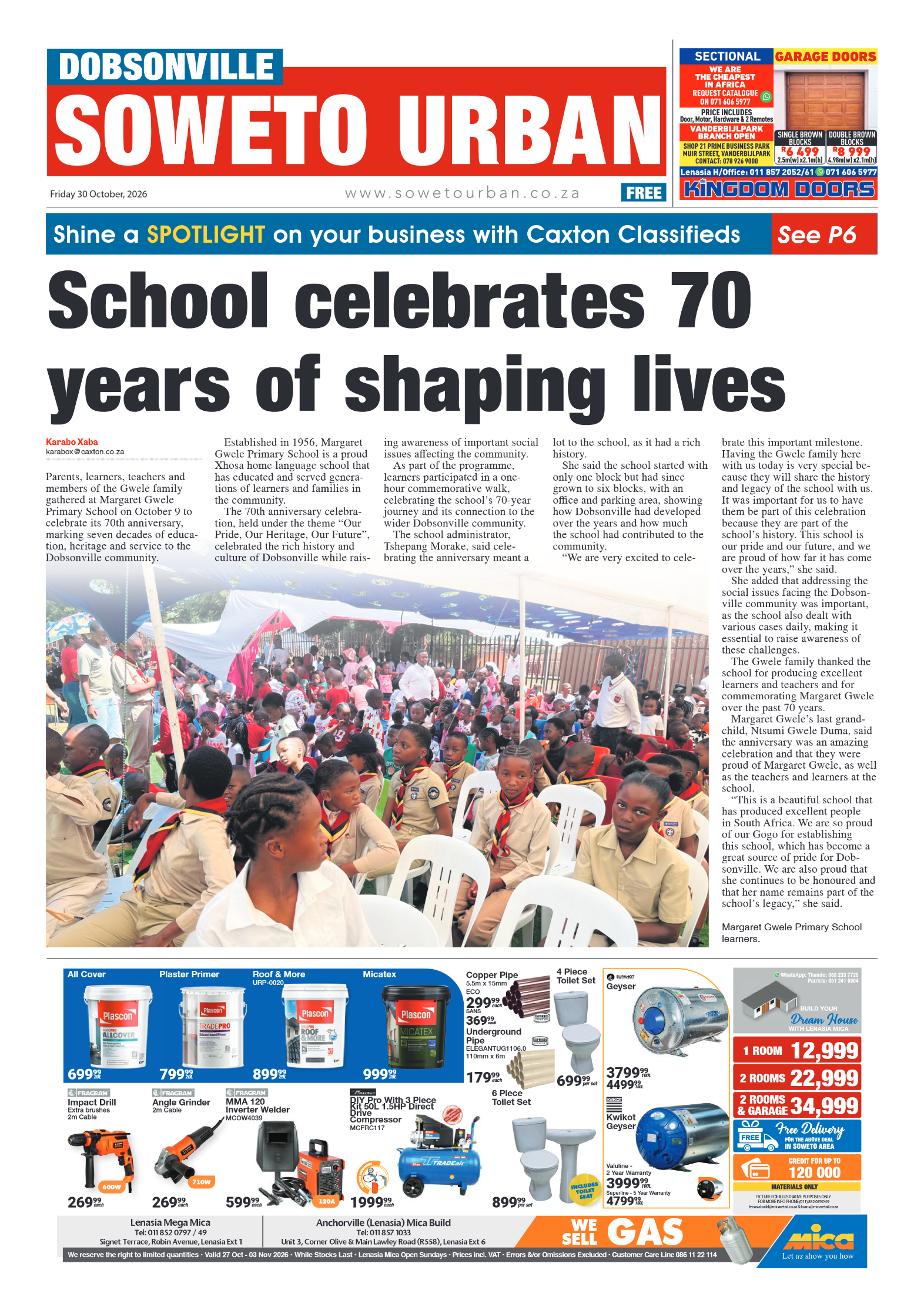 Dobsonville 30 October 2026 page 1