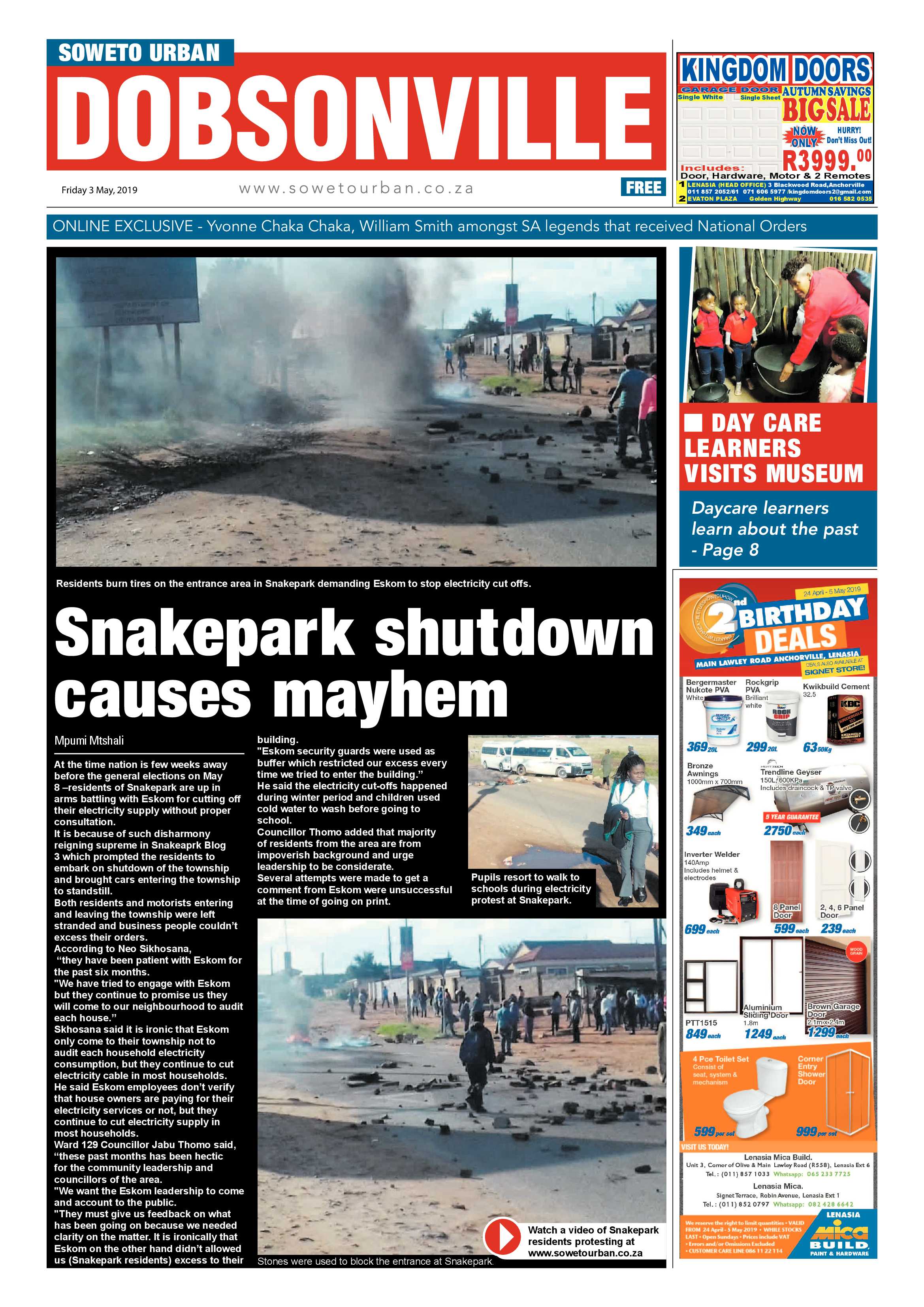 Dobsonville News – May 03, 2019 page 1