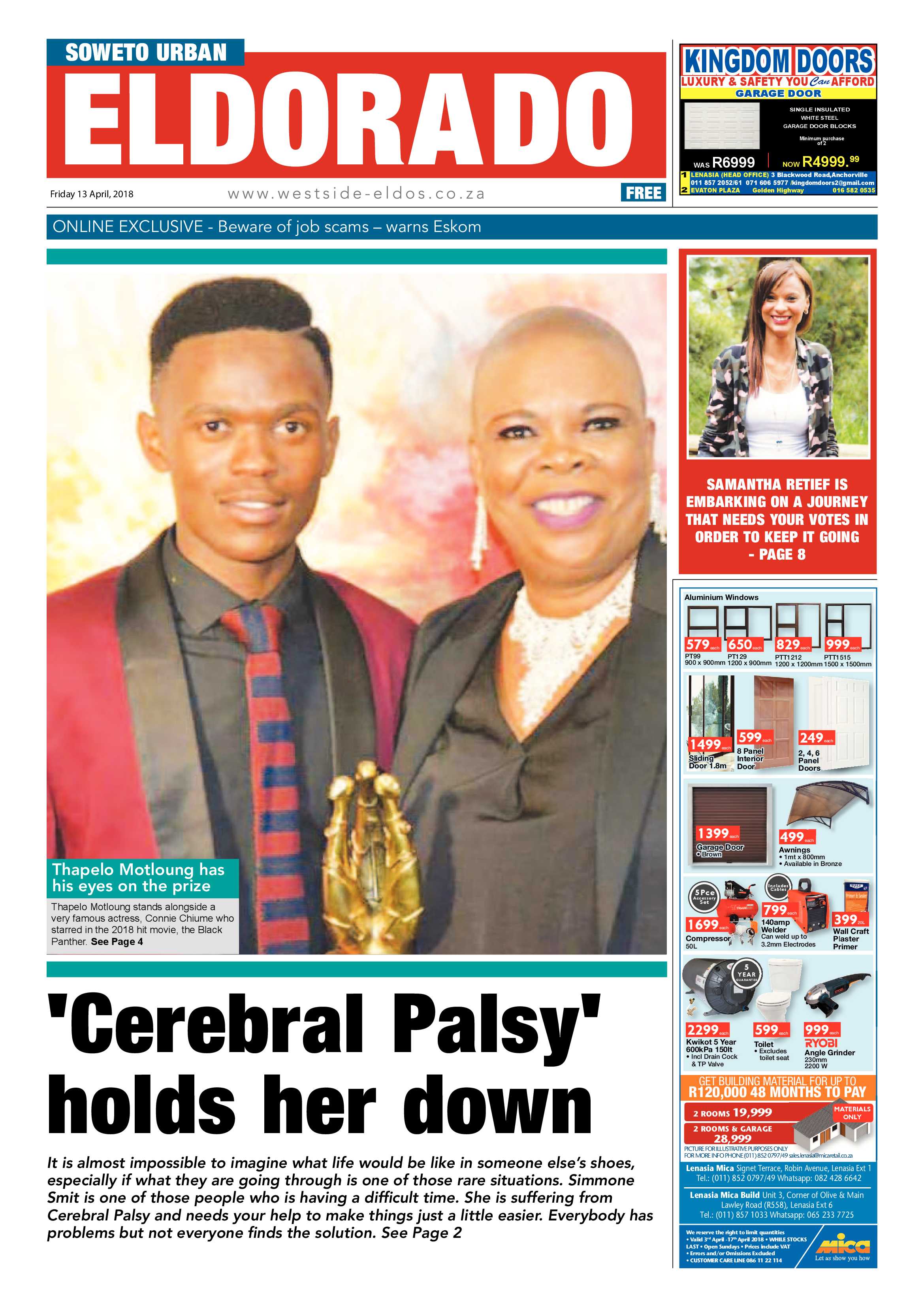 Eldorado Park – April 13, 2018 issue page 1