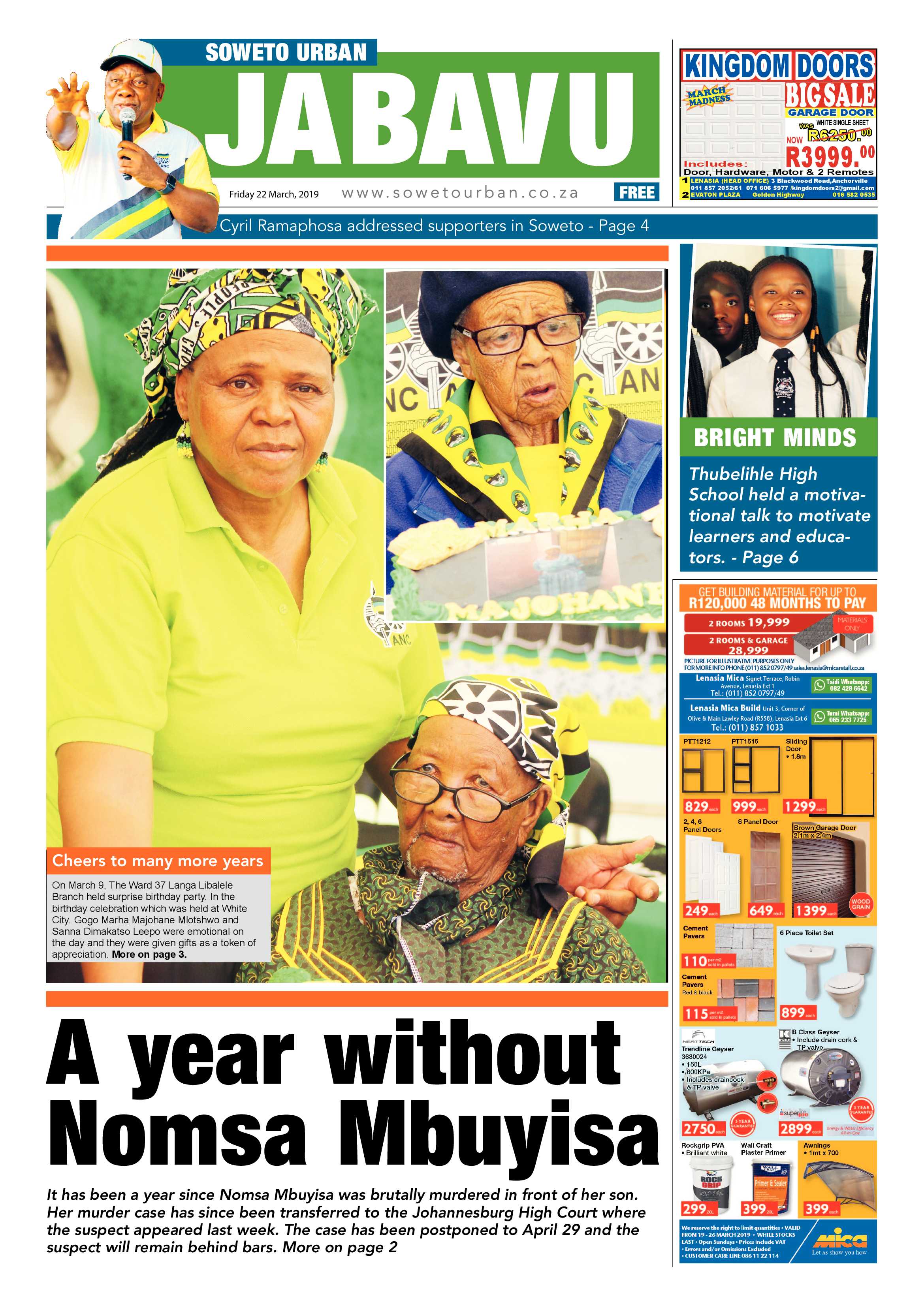 Jabavu News – March 22 , 2019 page 1