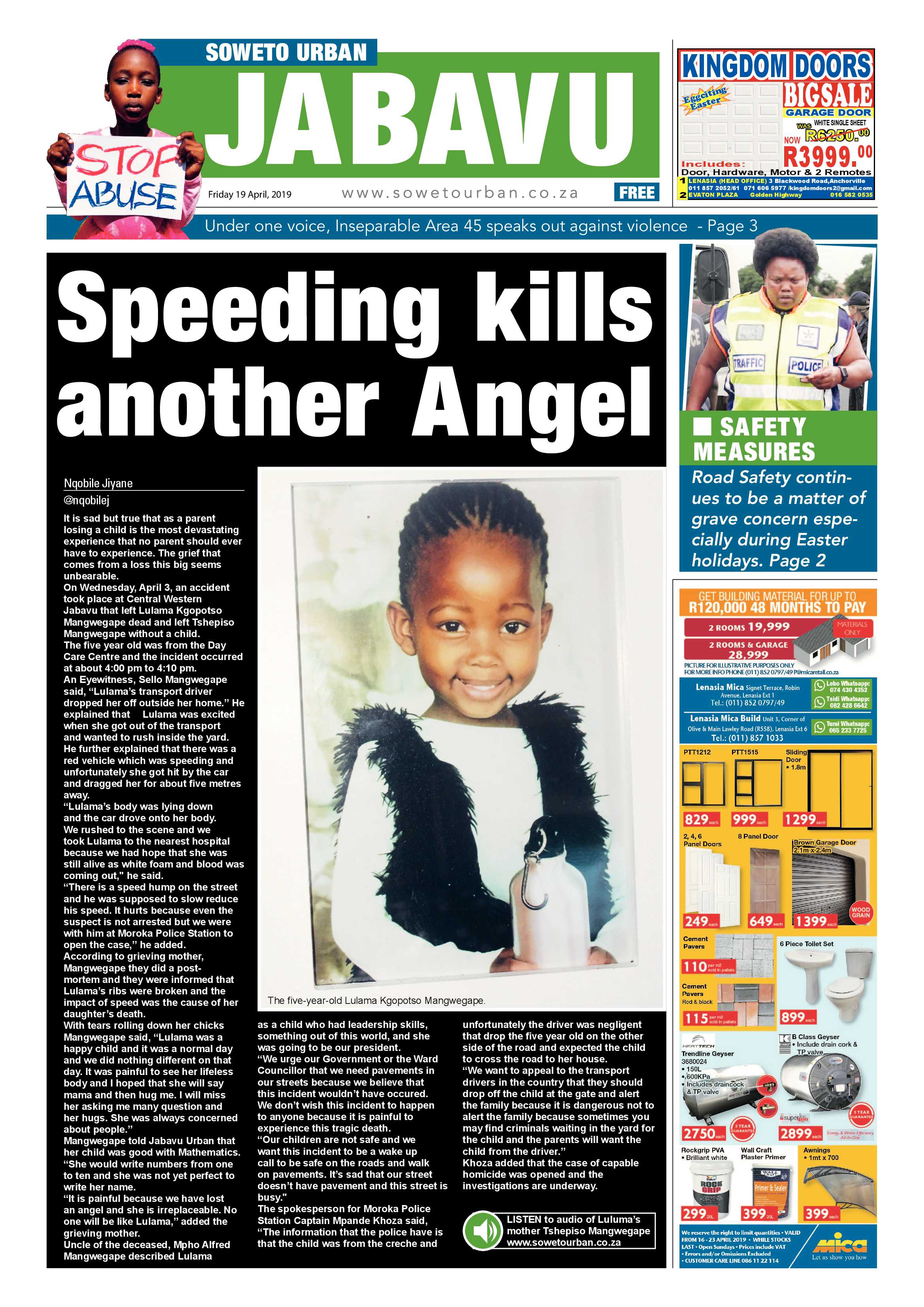 Jabavu News – April 19 , 2019 page 1