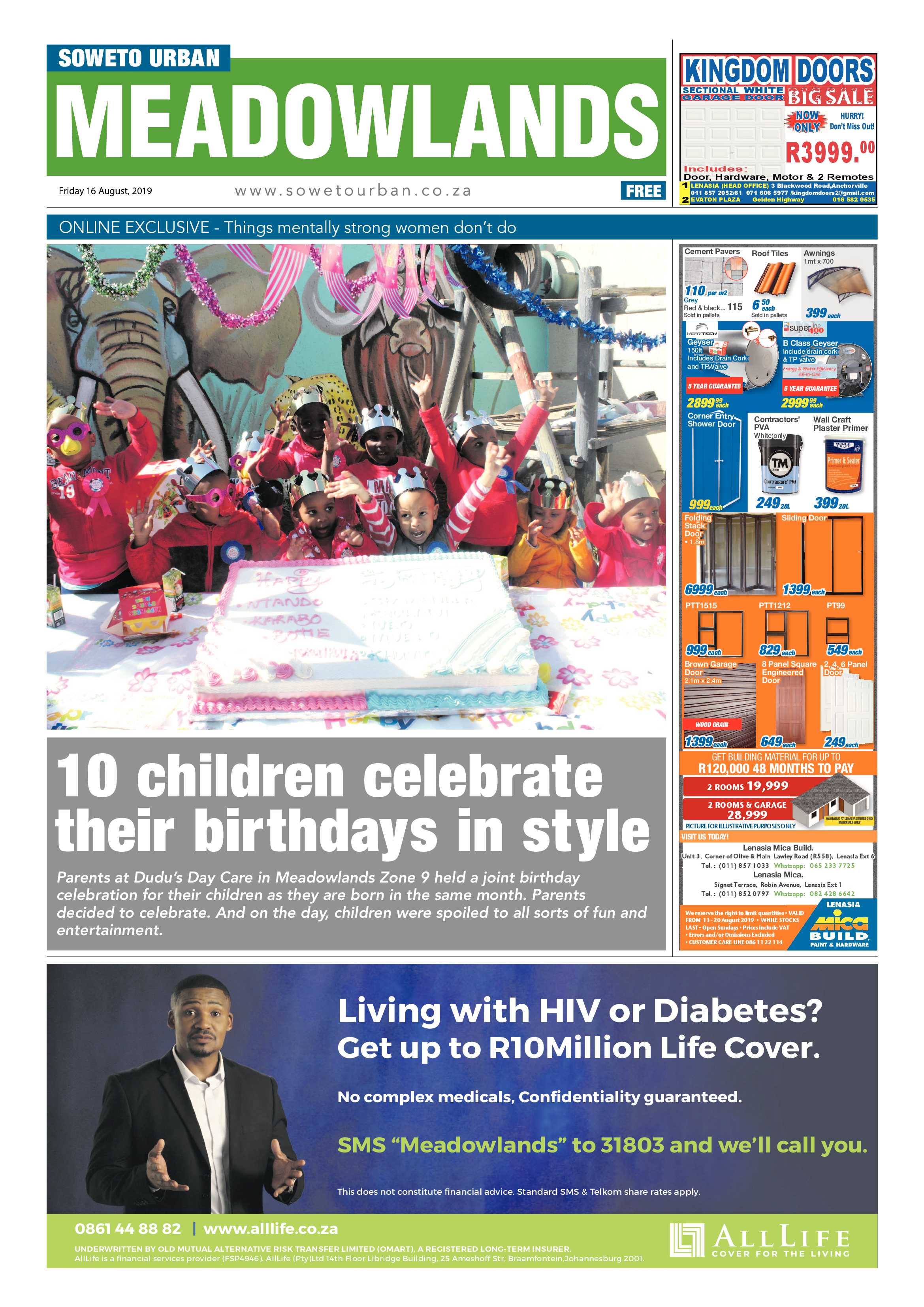 Meadowlands News – August 16, 2019 page 1
