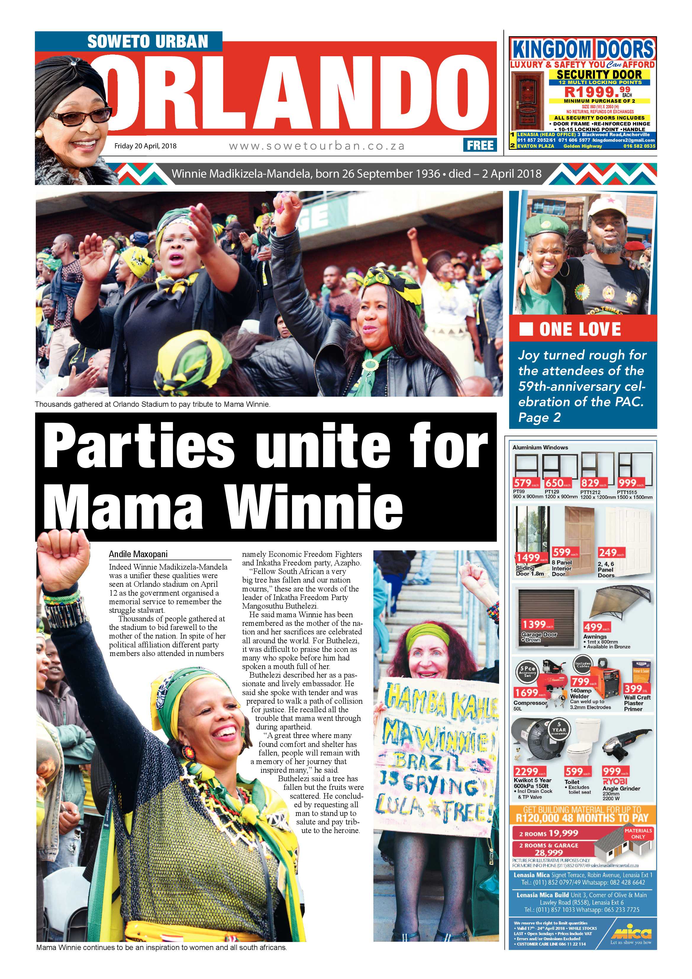 Orlando – April 20, 2018 issue page 1
