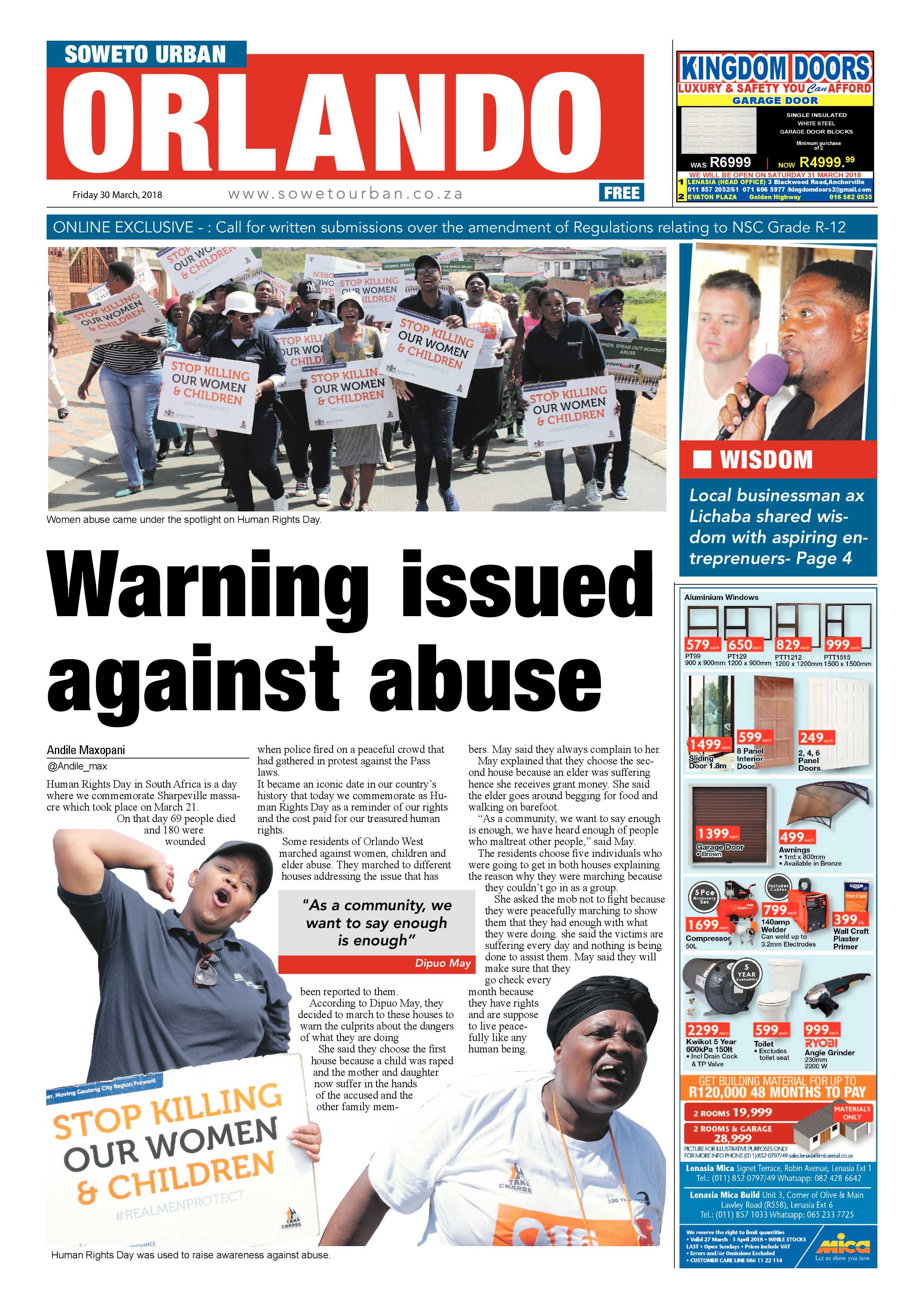 Orlando – March 30, 2018 issue page 1