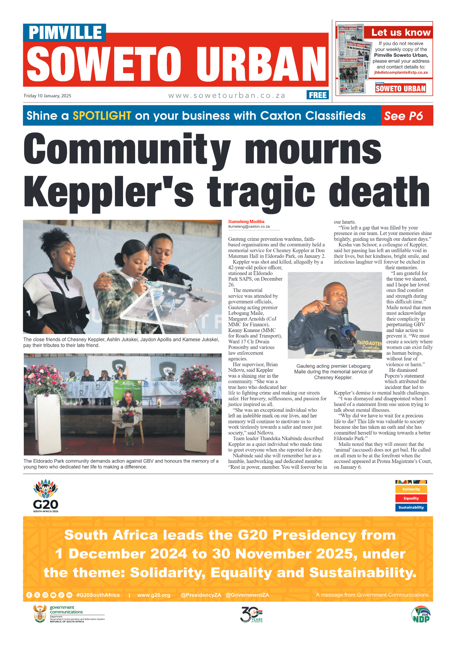 Pimville: 10 January 2025 page 1