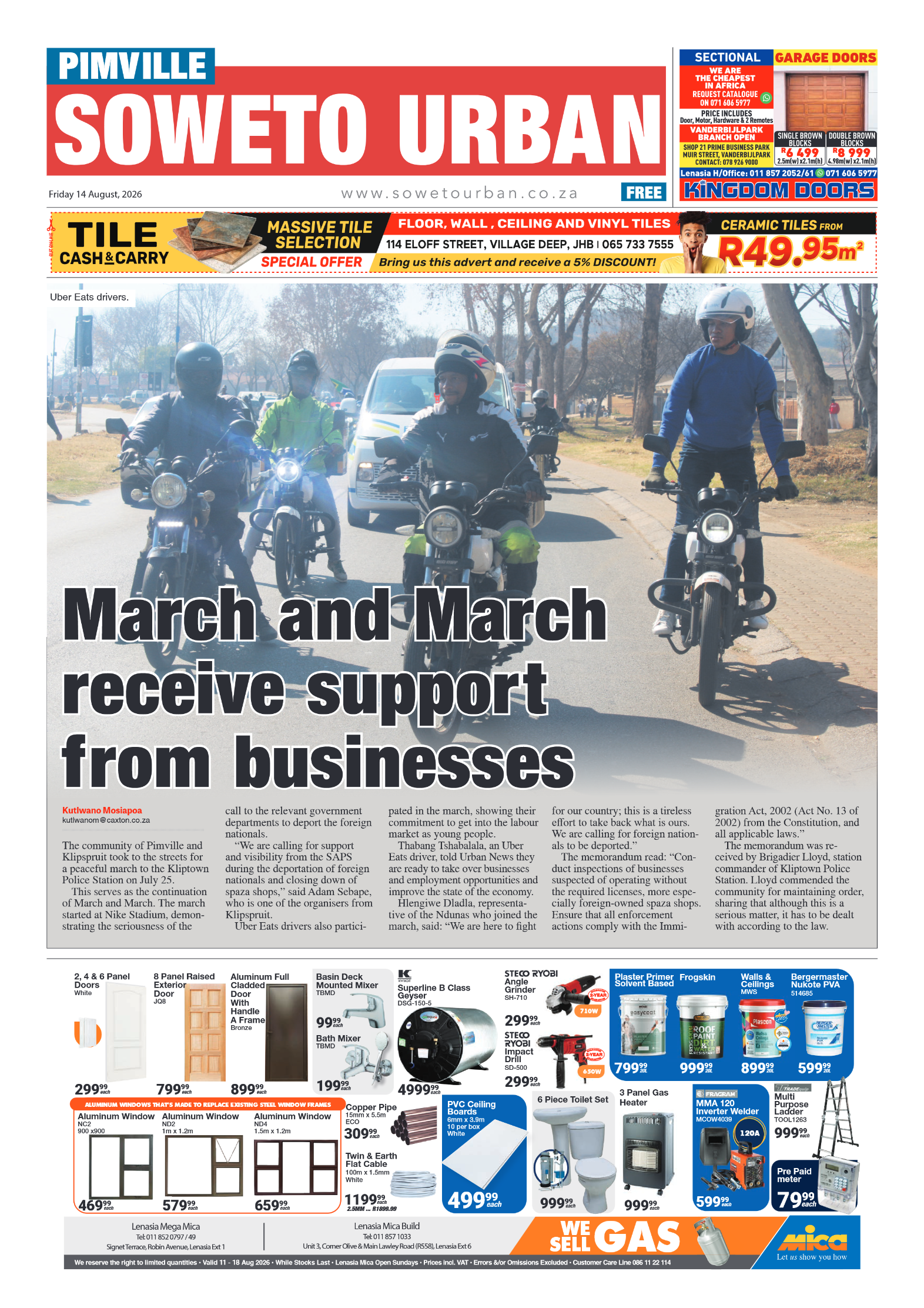 Pimville 14 August 2026 page 1